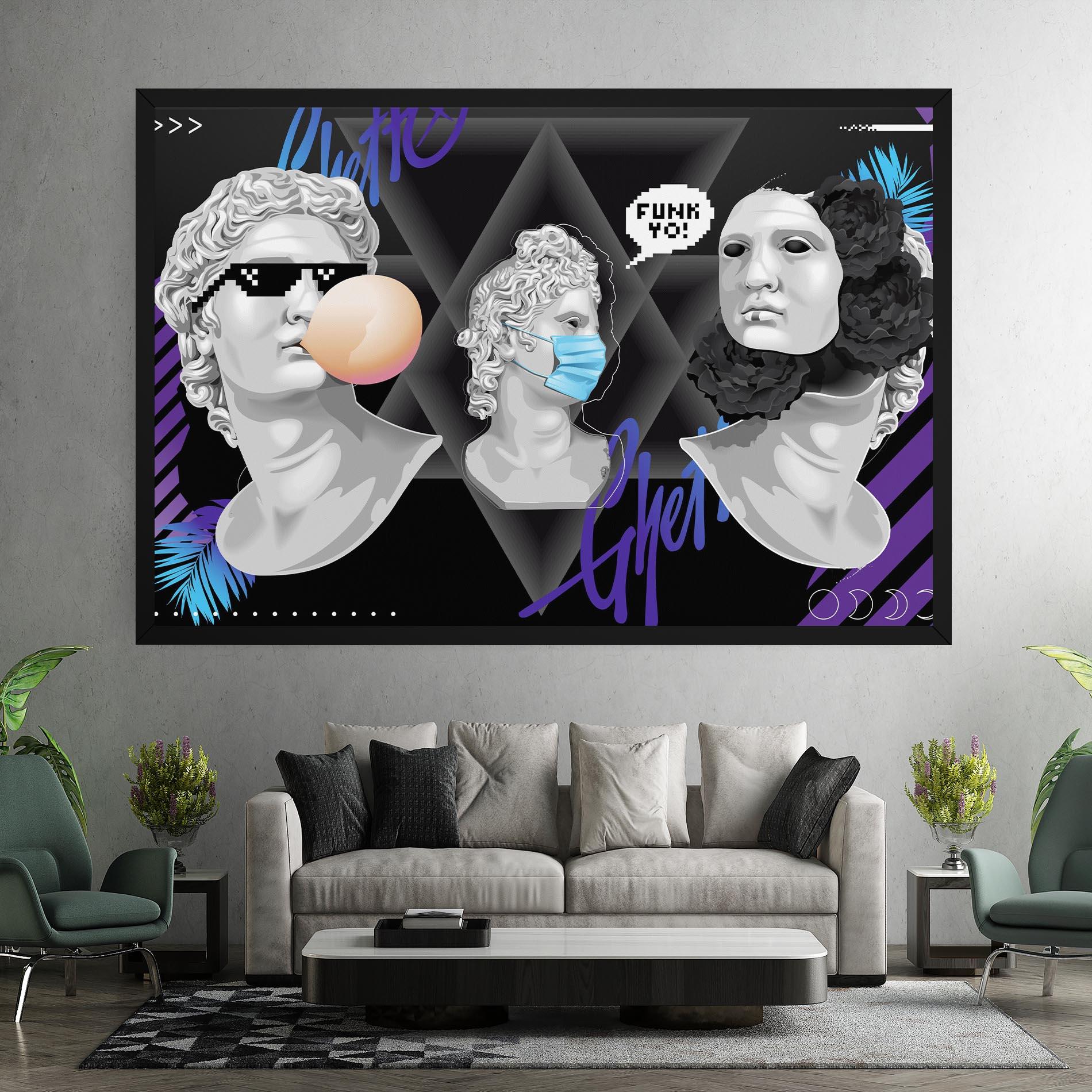 Leinwandbild Statue Mask mockup 7