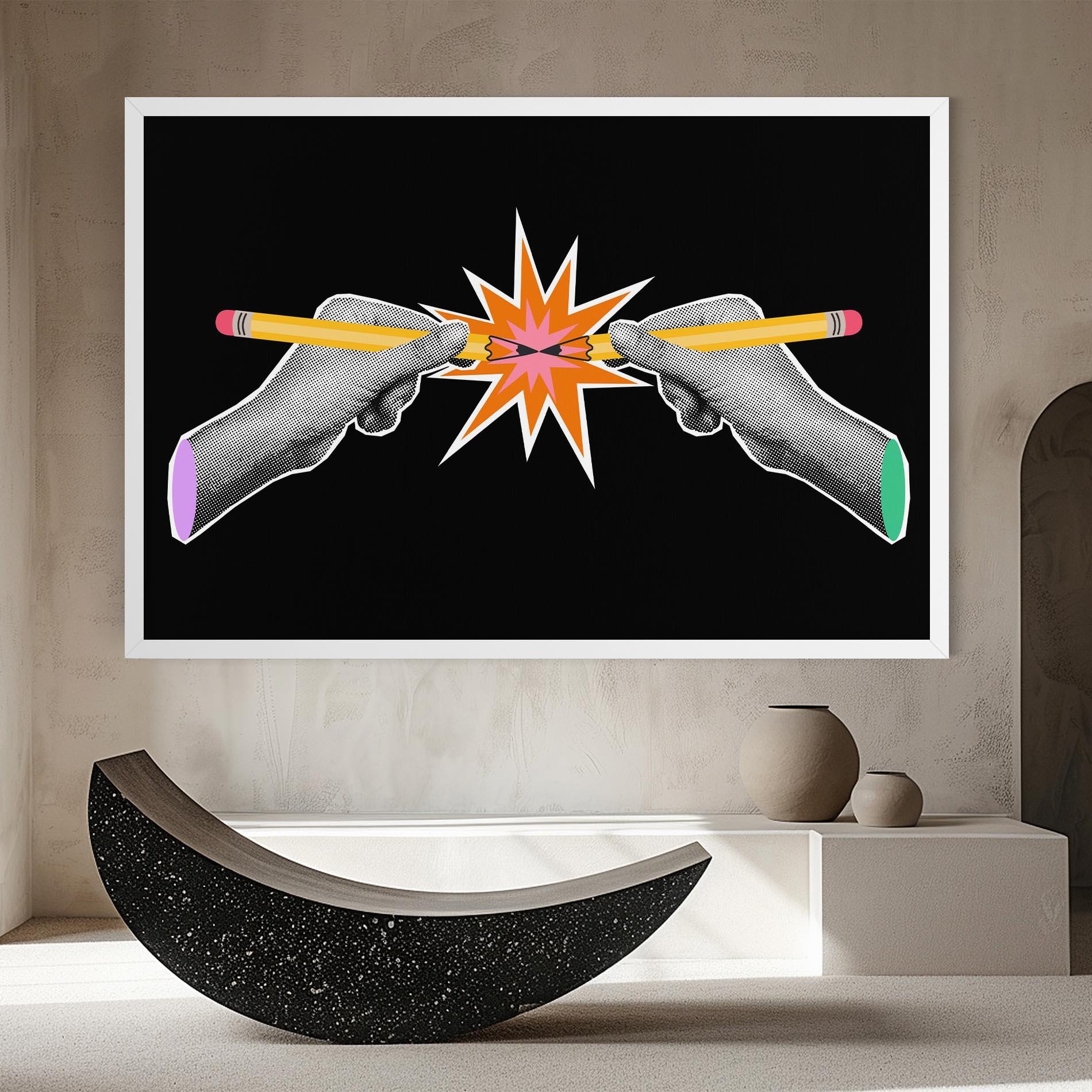 Leinwandbild Pencil Hand mockup 8