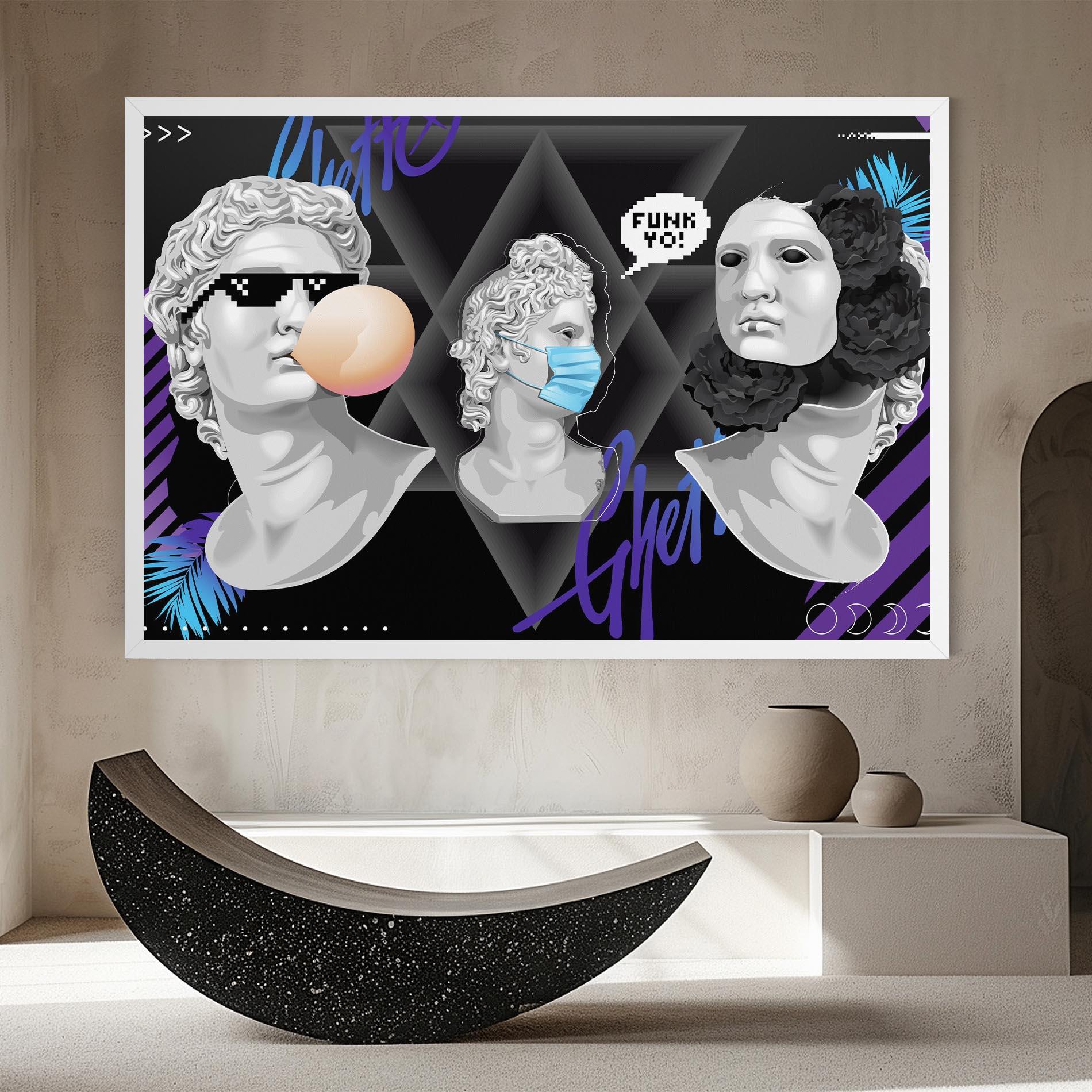 Leinwandbild Statue Mask mockup 8