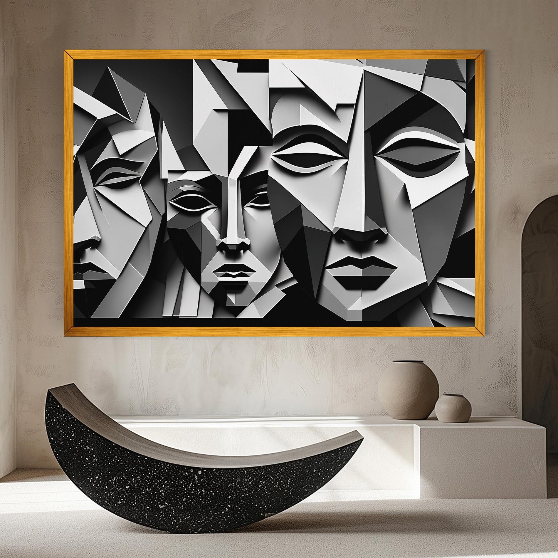 Leinwandbild Grey Faces Collage mockup 8