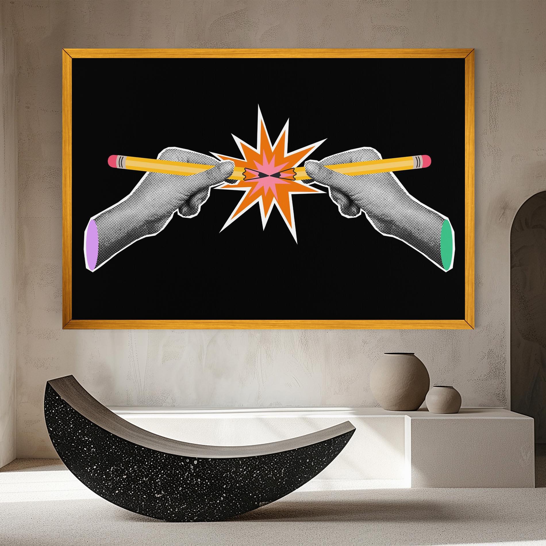 Leinwandbild Pencil Hand mockup 8