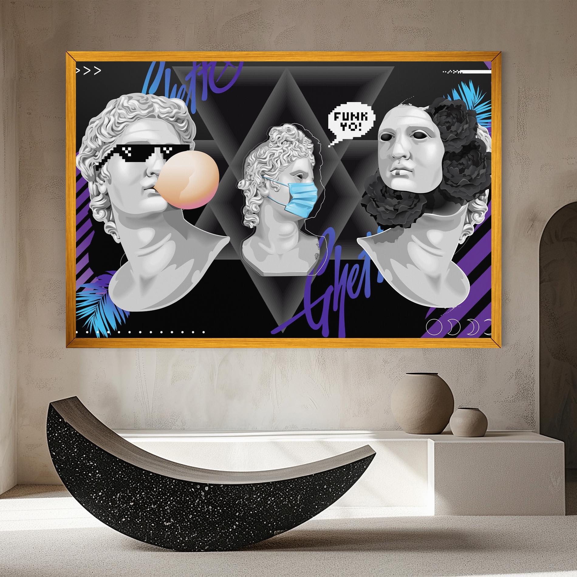 Leinwandbild Statue Mask mockup 8