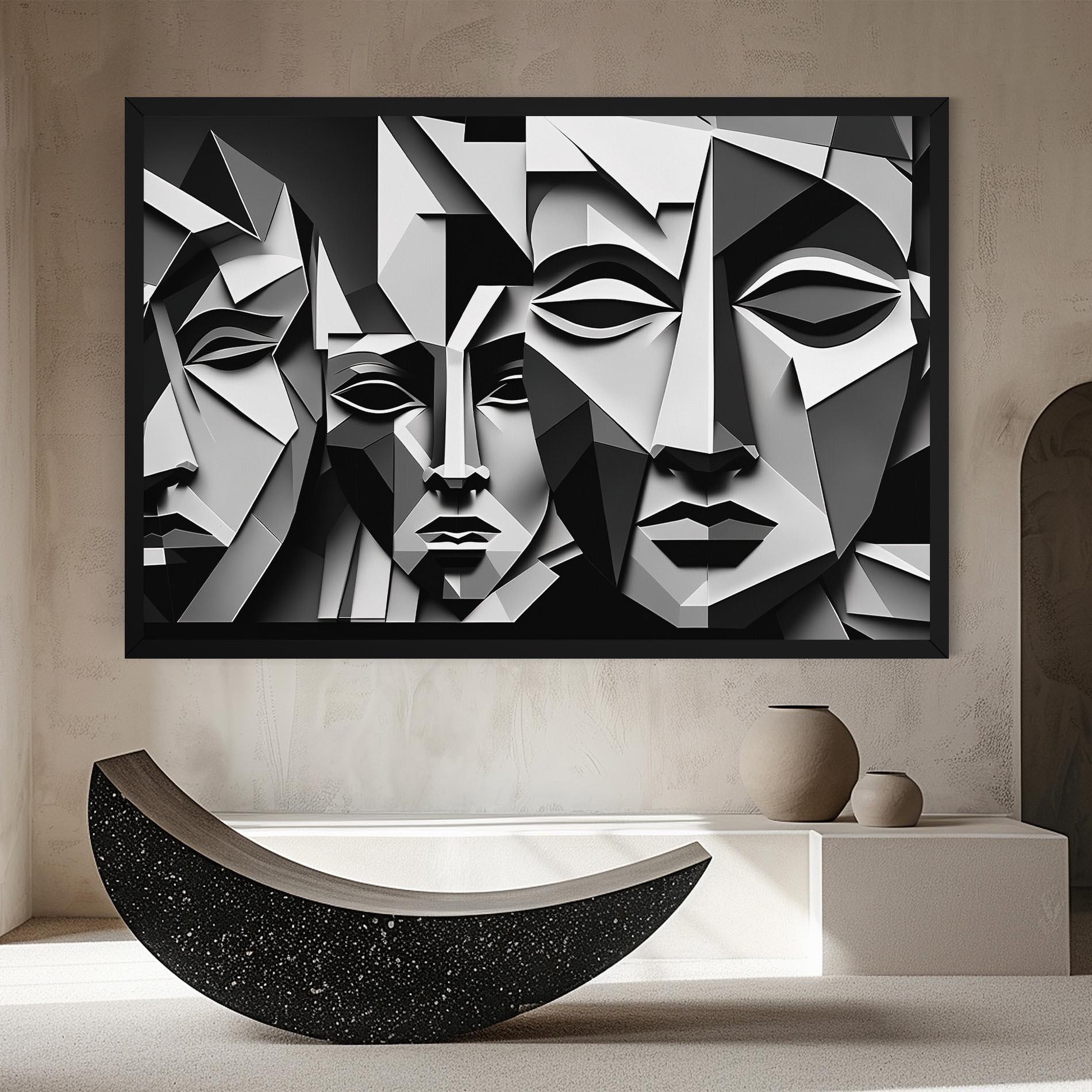 Leinwandbild Grey Faces Collage mockup 8