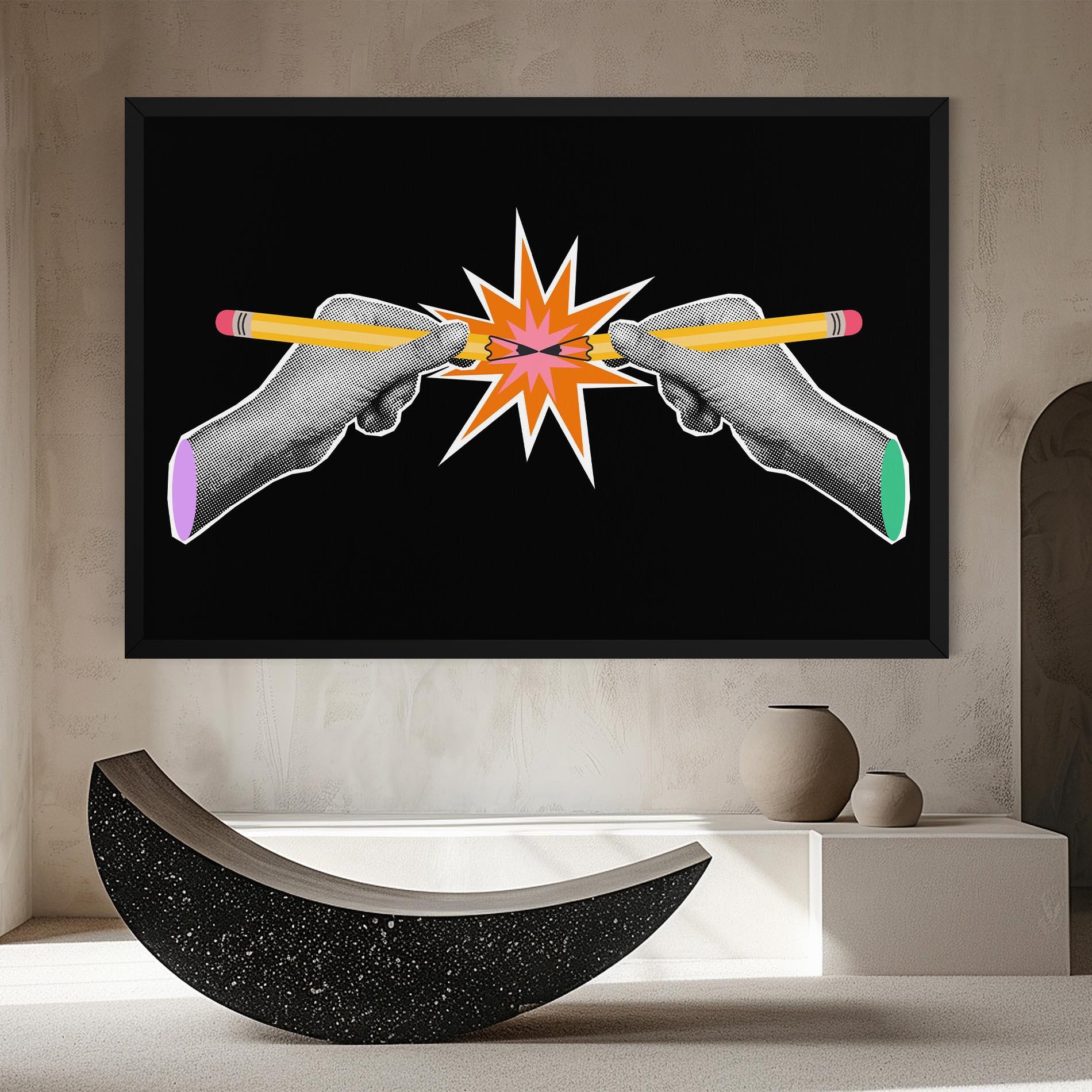 Leinwandbild Pencil Hand mockup 8