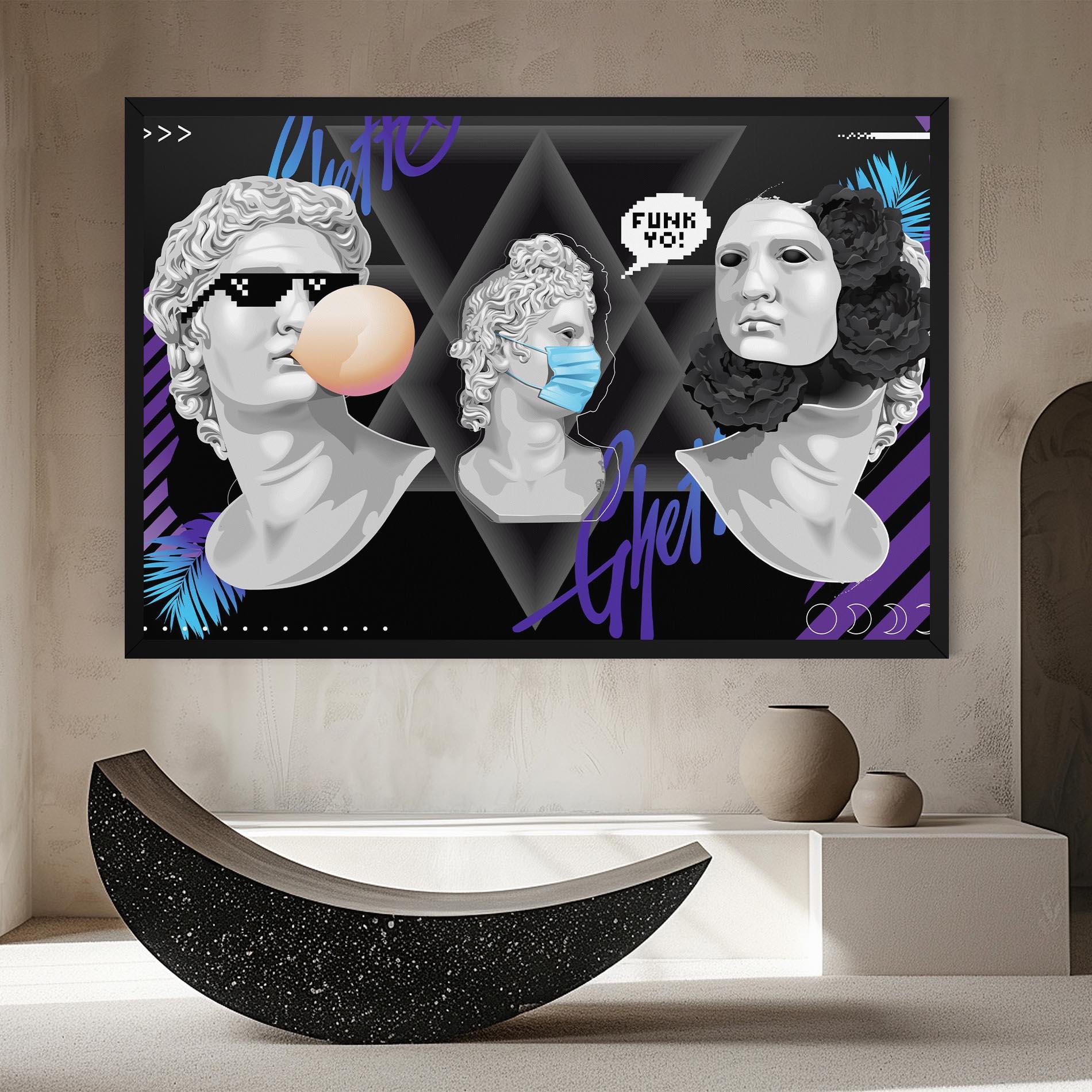 Leinwandbild Statue Mask mockup 8