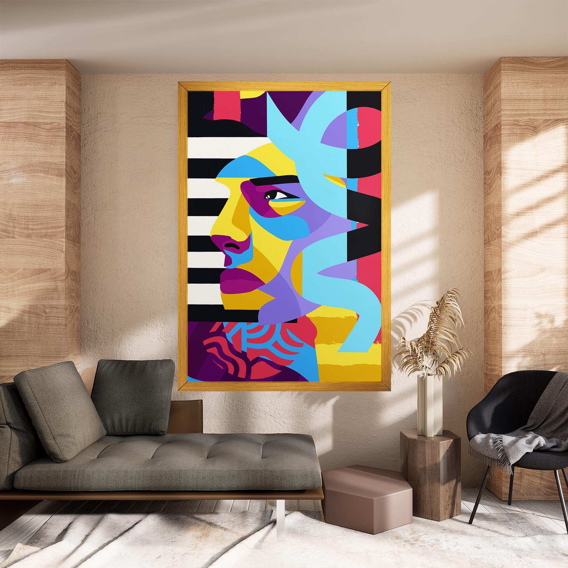 Leinwandbild Abstract Male Face mockup 8