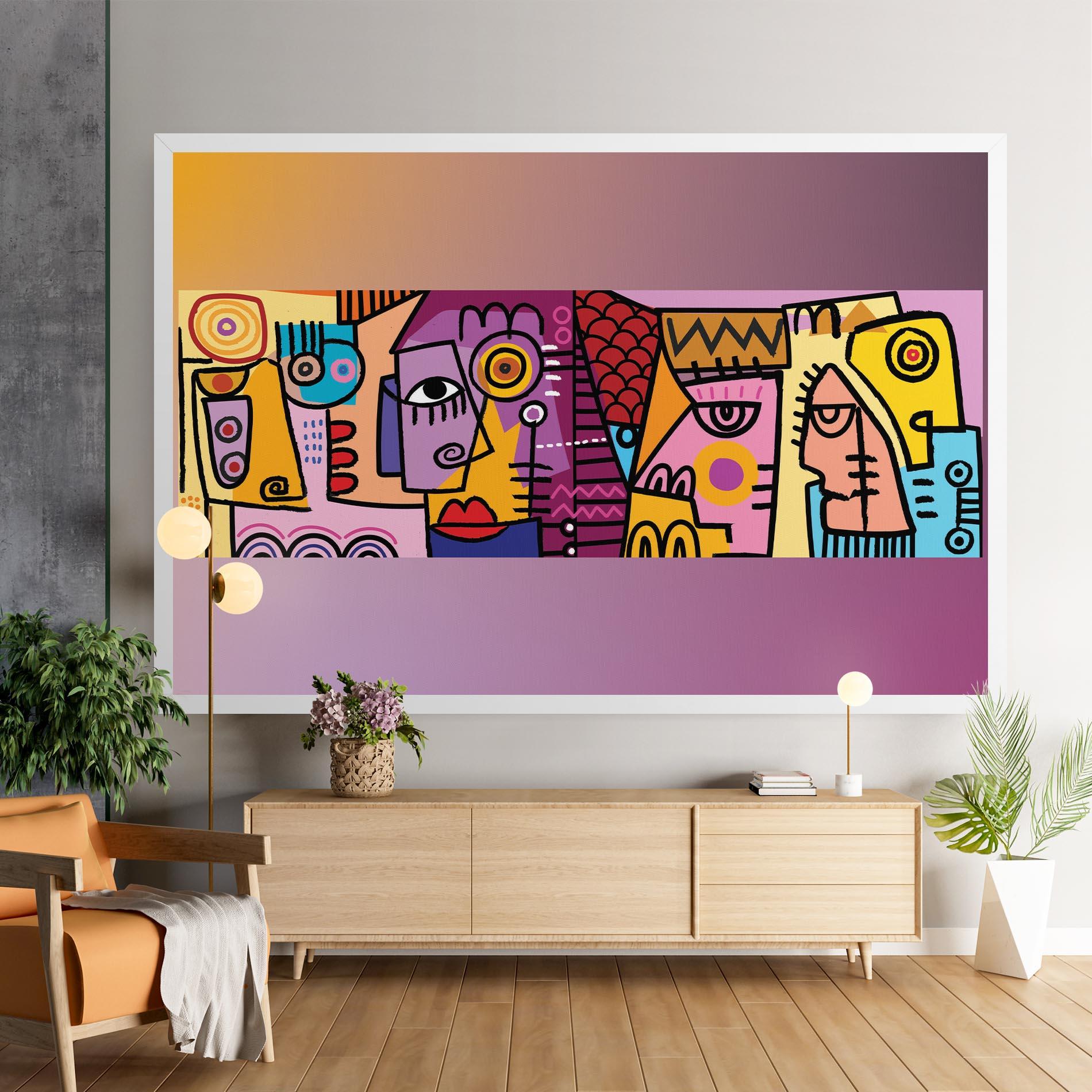 Leinwandbild Face Group Purple mockup 9