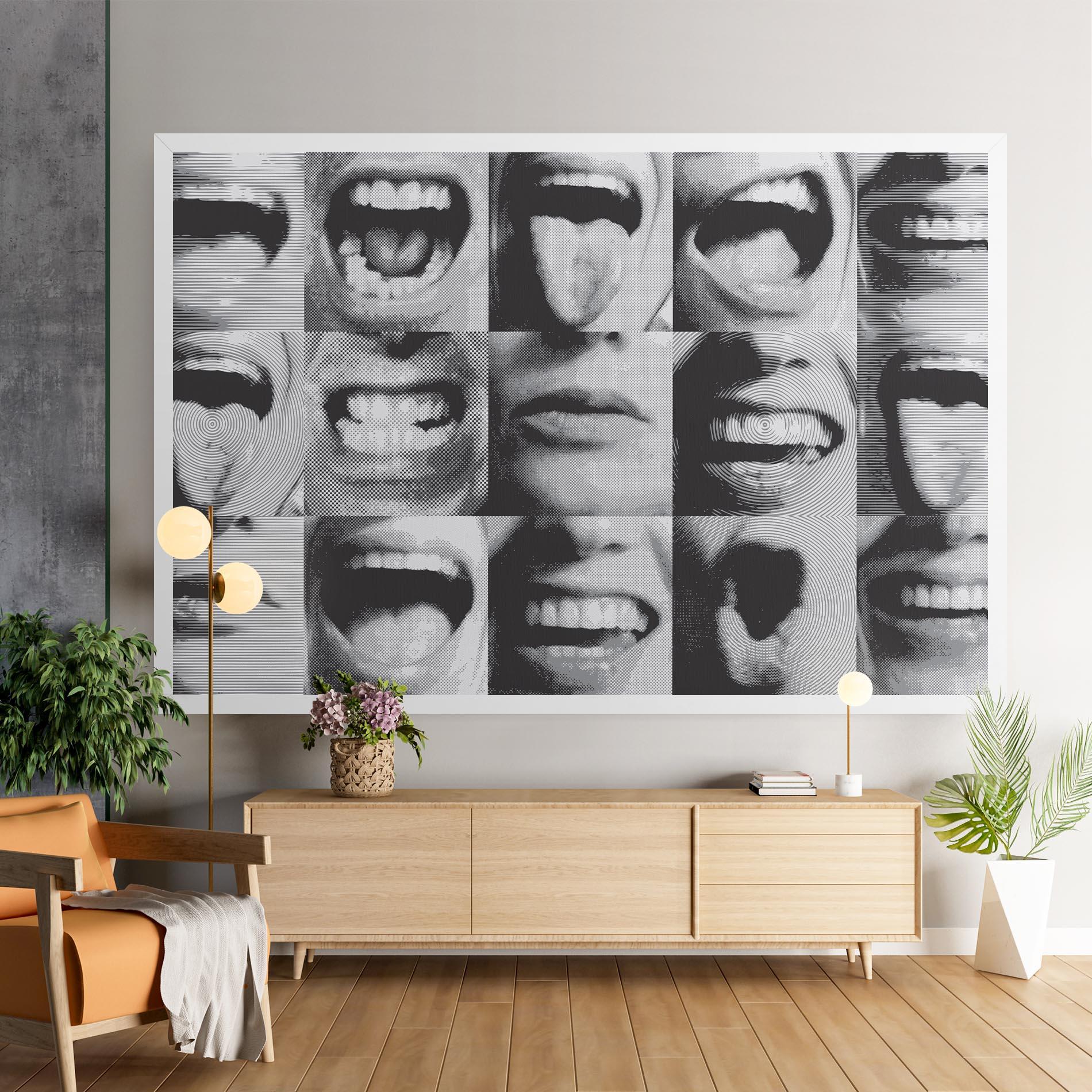 Leinwandbild Grey Mouth Collage mockup 9