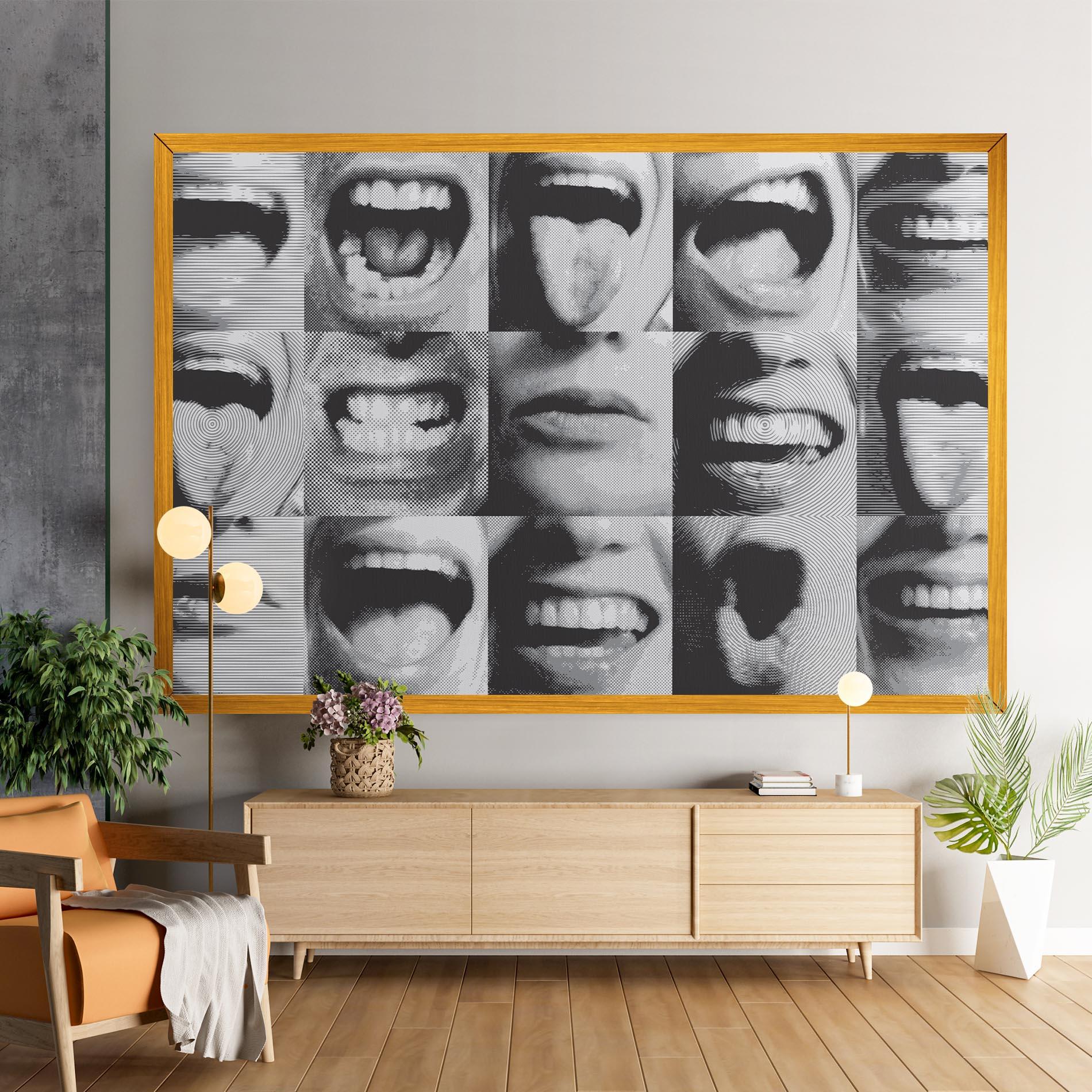 Leinwandbild Grey Mouth Collage mockup 9