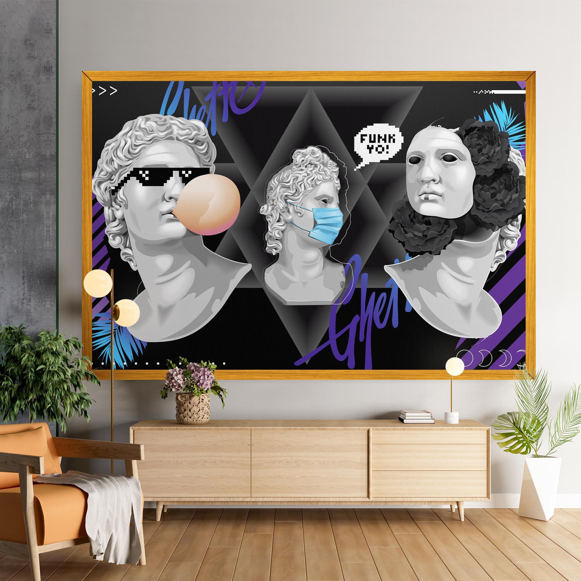 Leinwandbild Statue Mask mockup 9