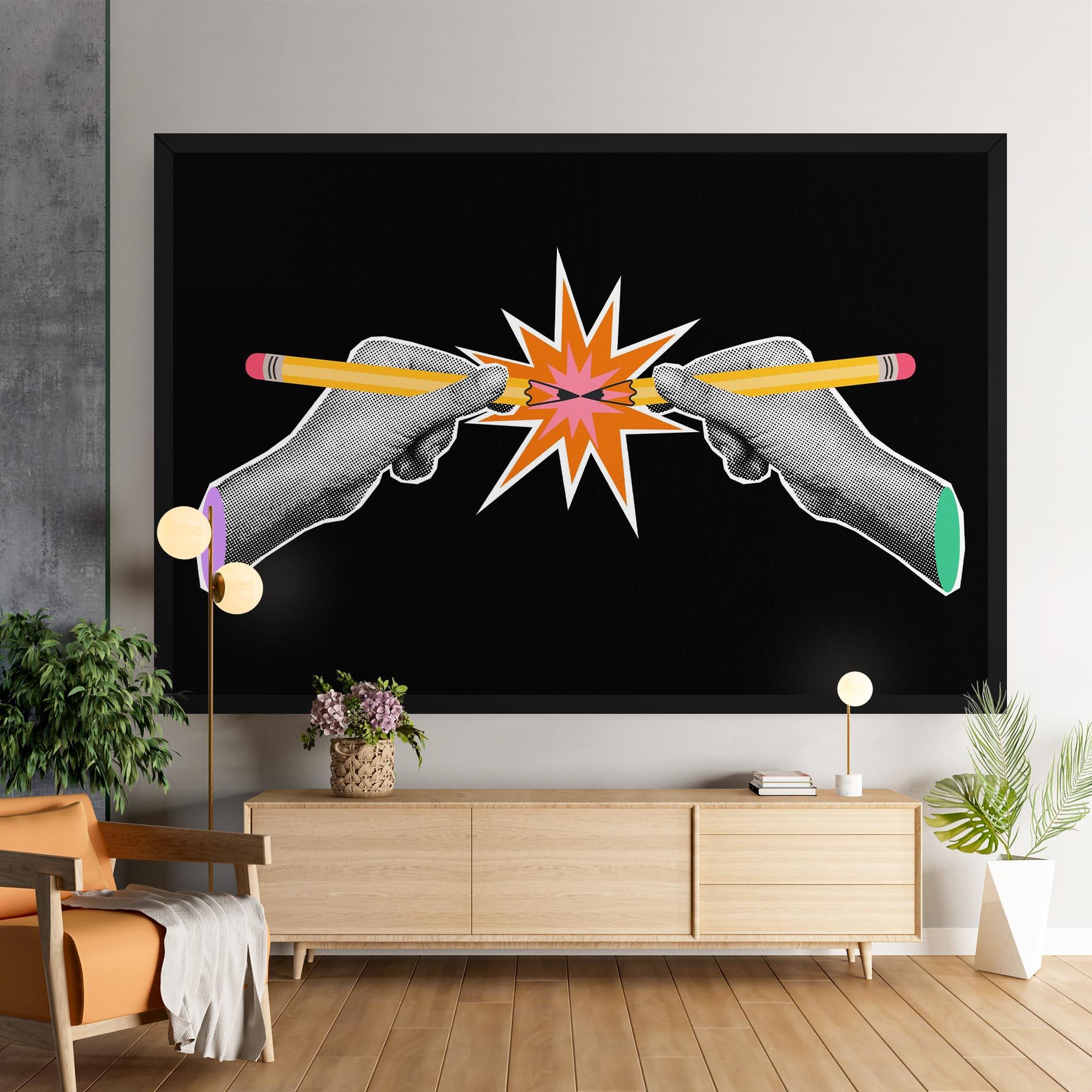 Leinwandbild Pencil Hand mockup 9