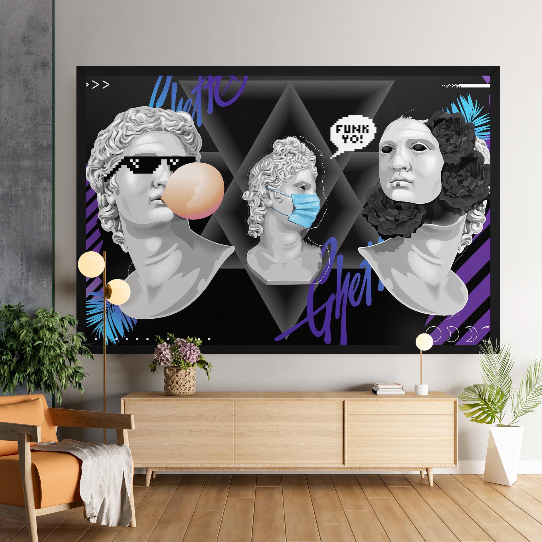 Leinwandbild Statue Mask mockup 9