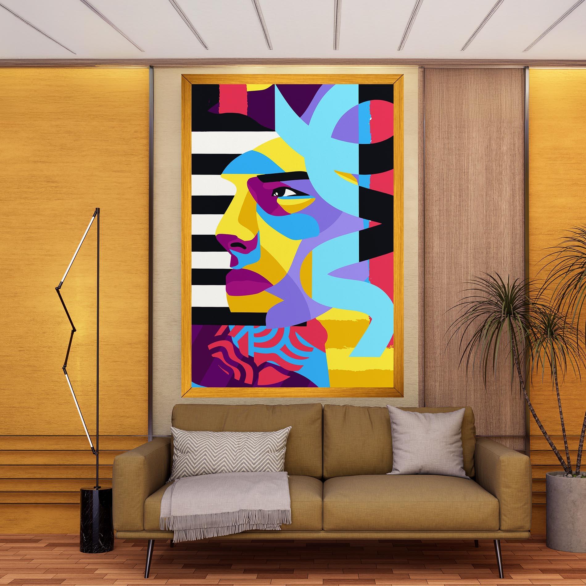 Leinwandbild Abstract Male Face mockup 9