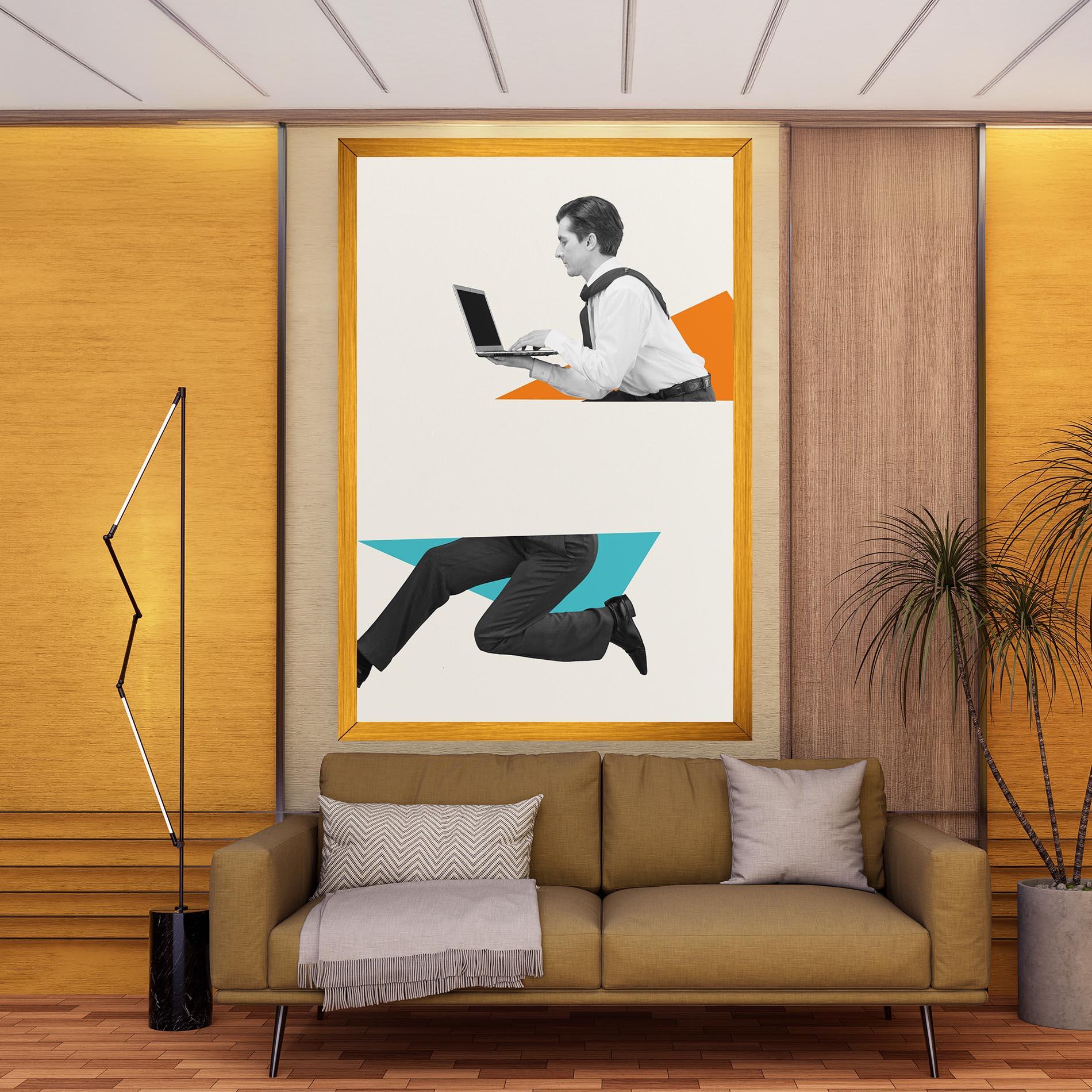 Leinwandbild Businessman Collage mockup 9