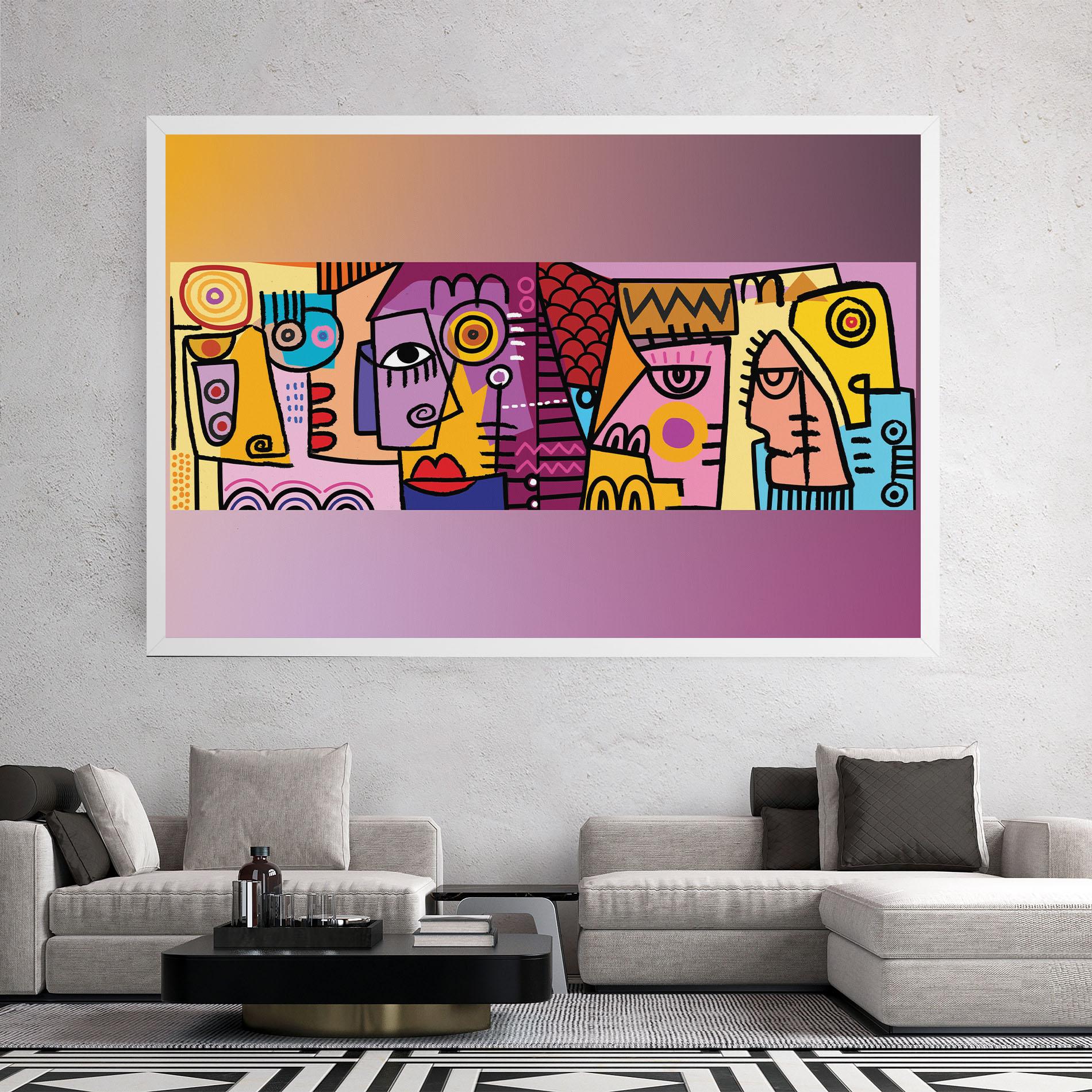 Leinwandbild Face Group Purple mockup 2