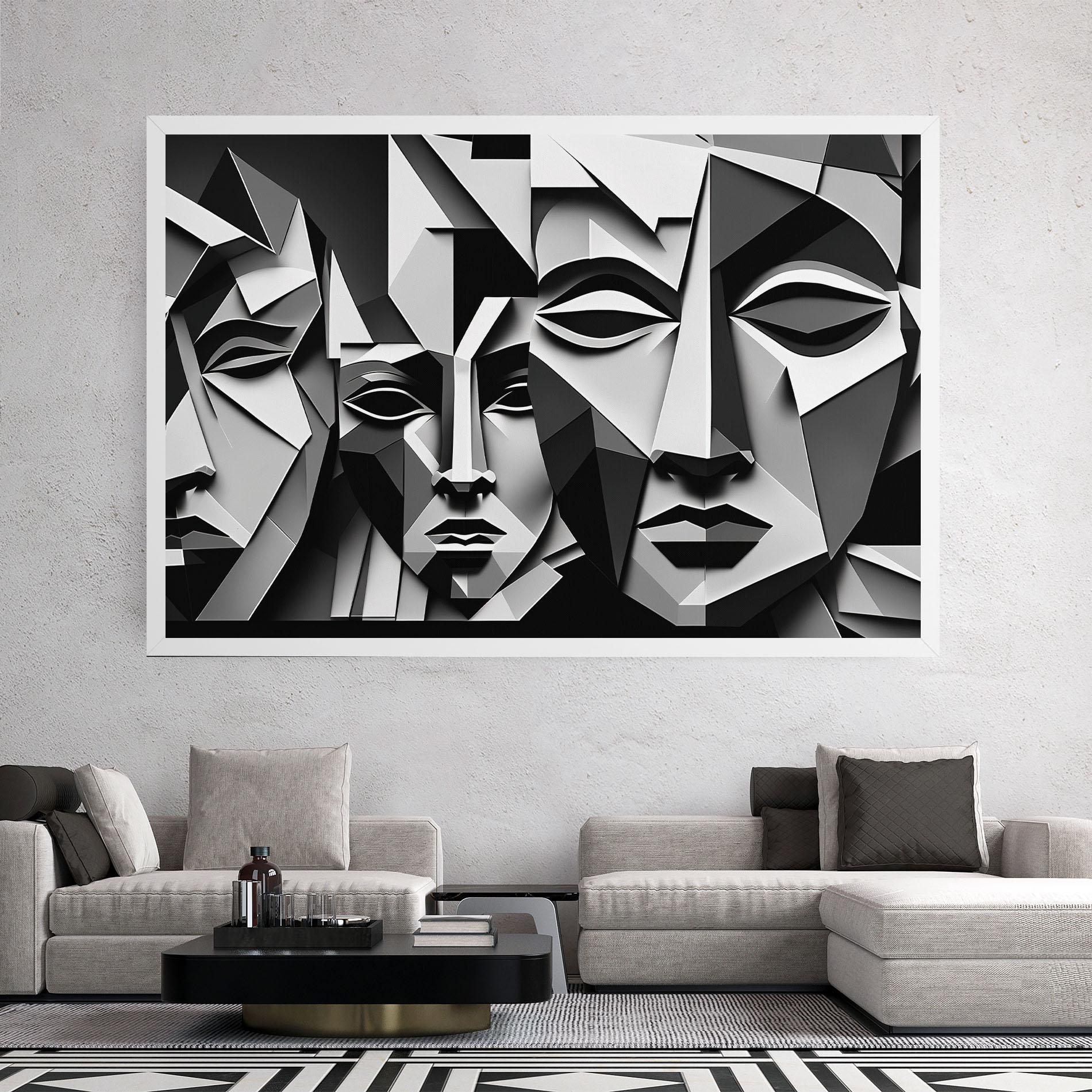 Leinwandbild Grey Faces Collage mockup 2