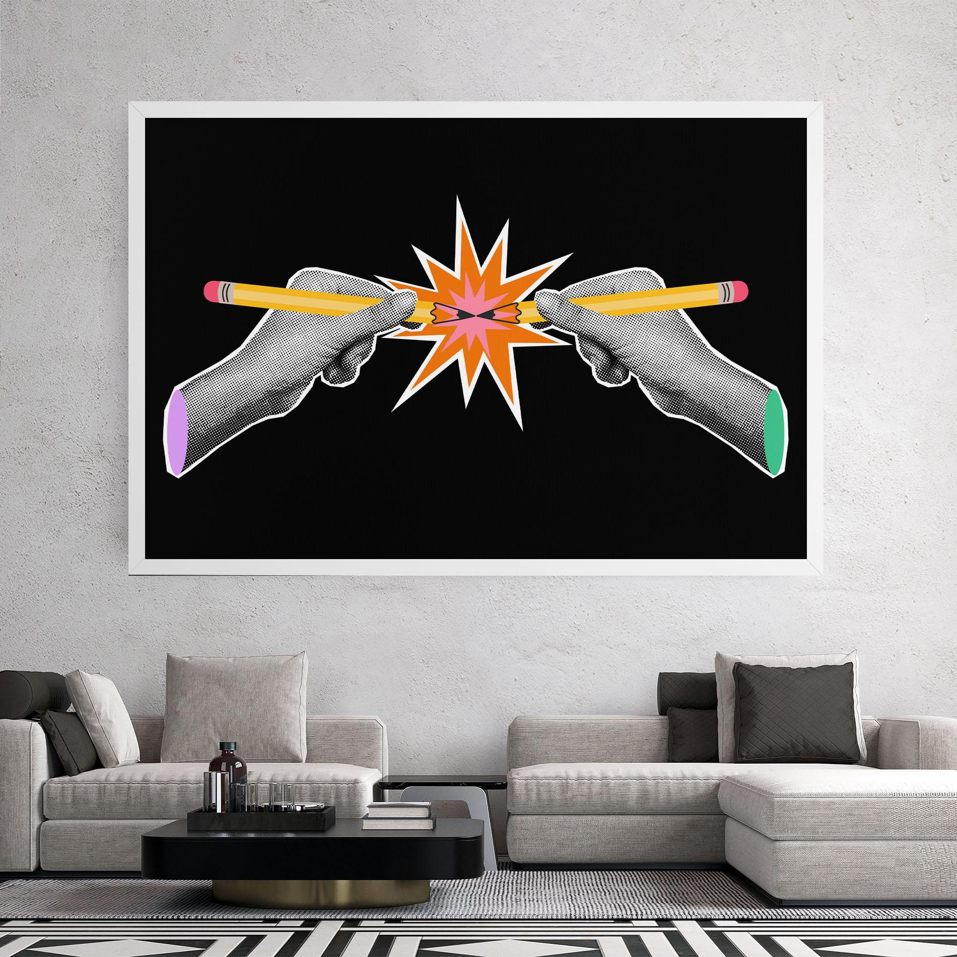 Leinwandbild Pencil Hand mockup 2