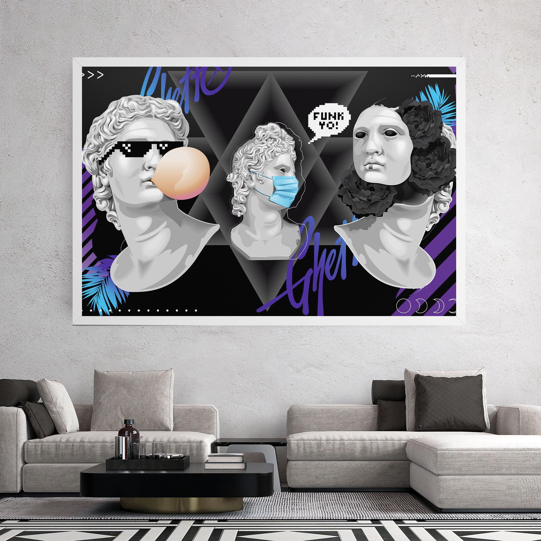 Leinwandbild Statue Mask mockup 2