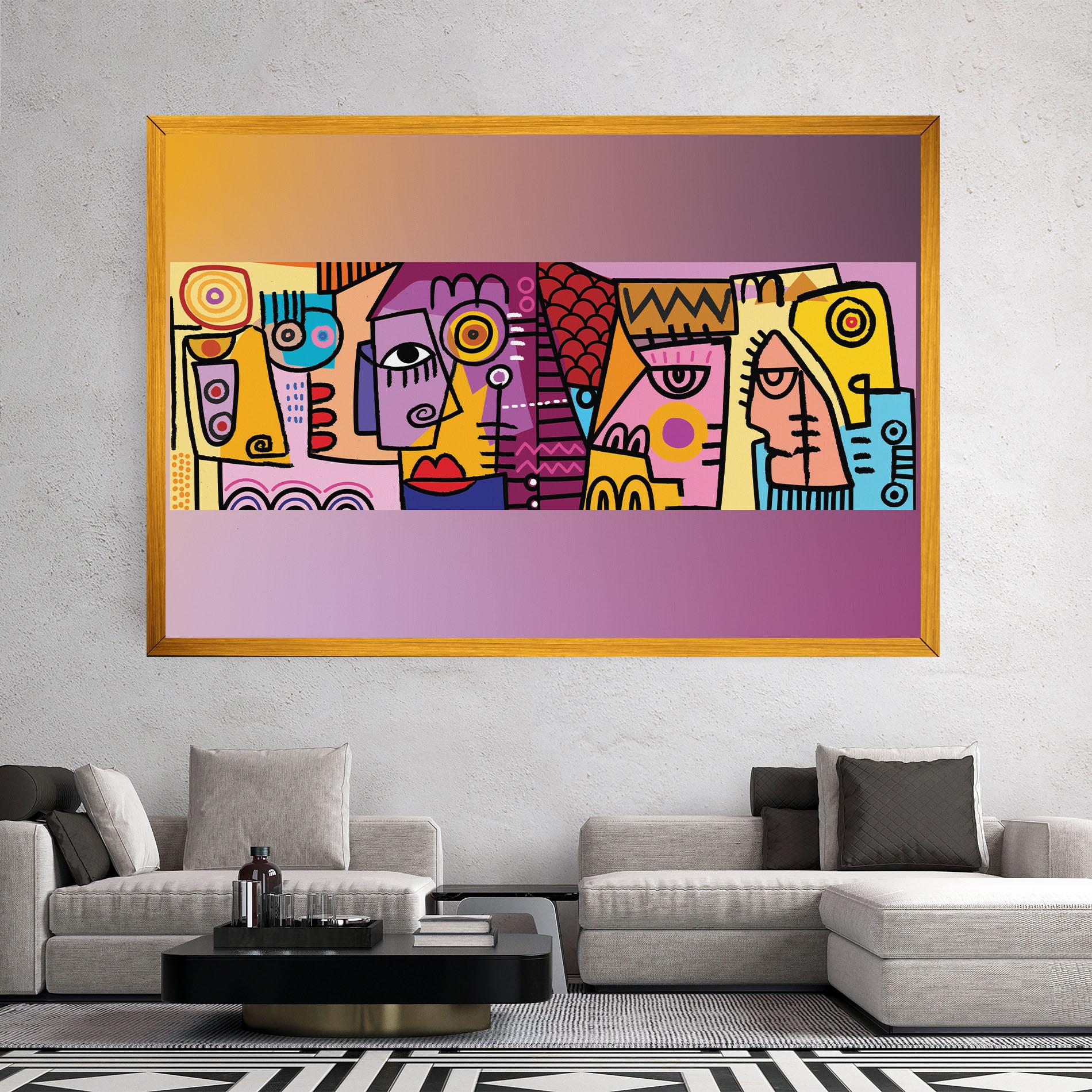 Leinwandbild Face Group Purple mockup 2