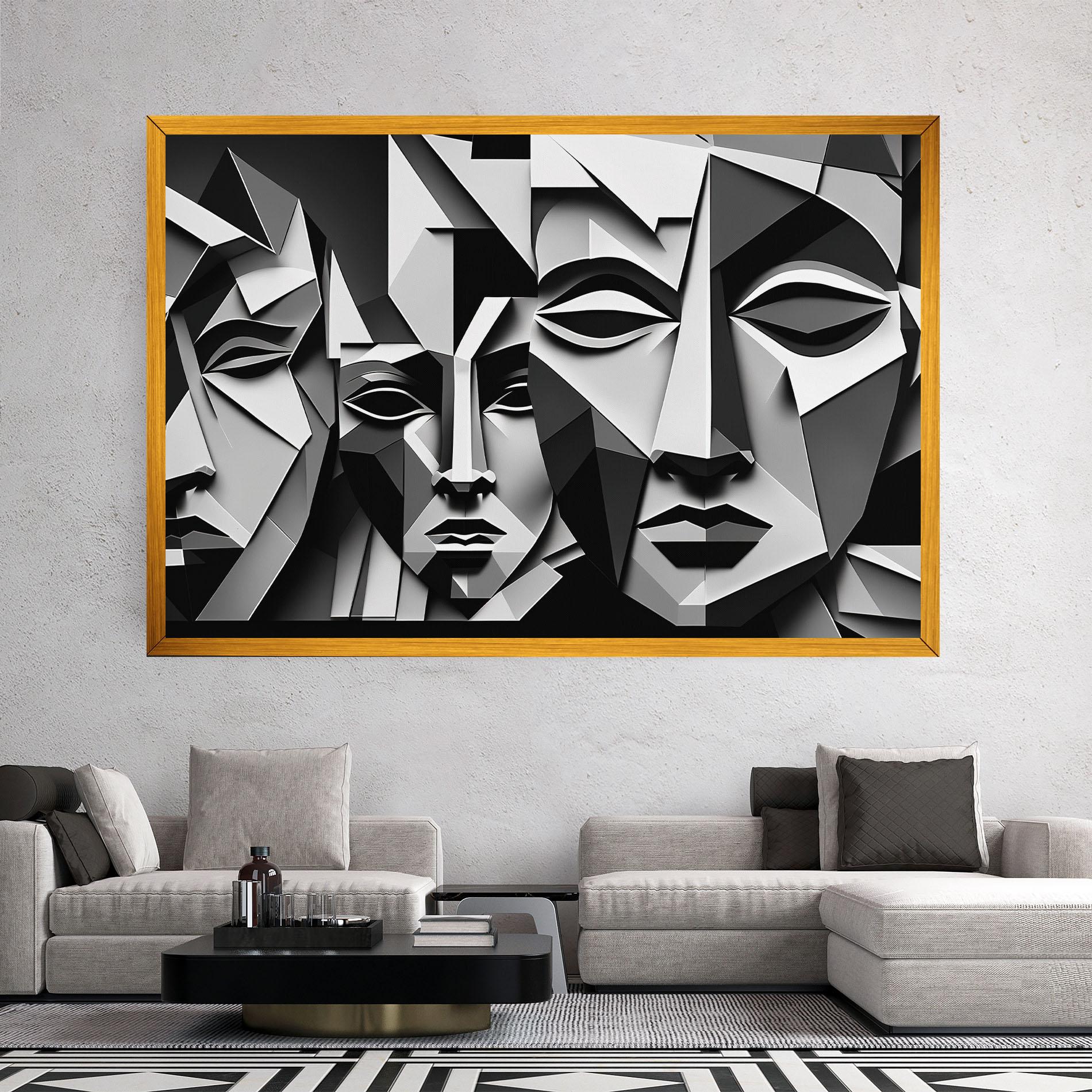 Leinwandbild Grey Faces Collage mockup 2