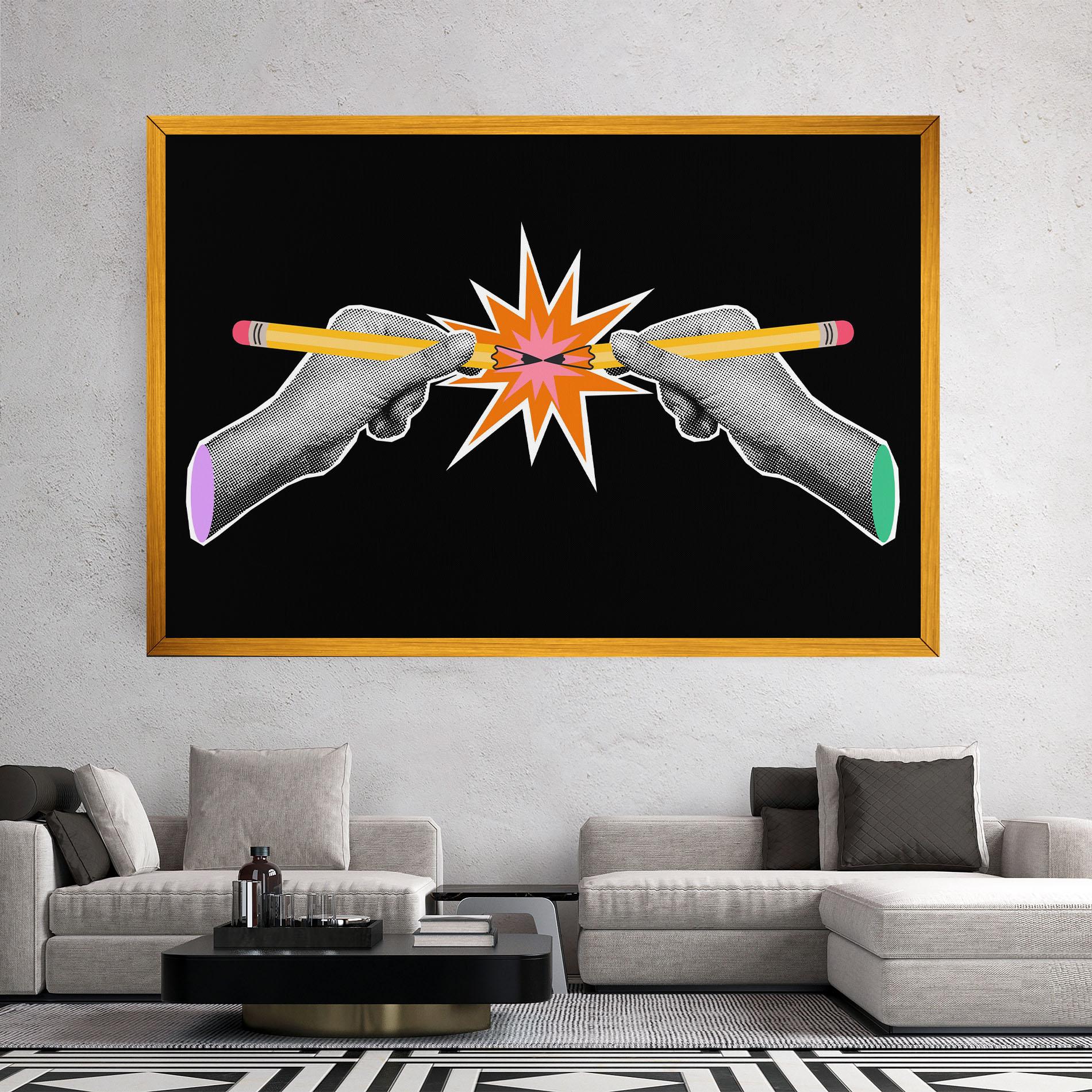 Leinwandbild Pencil Hand mockup 2