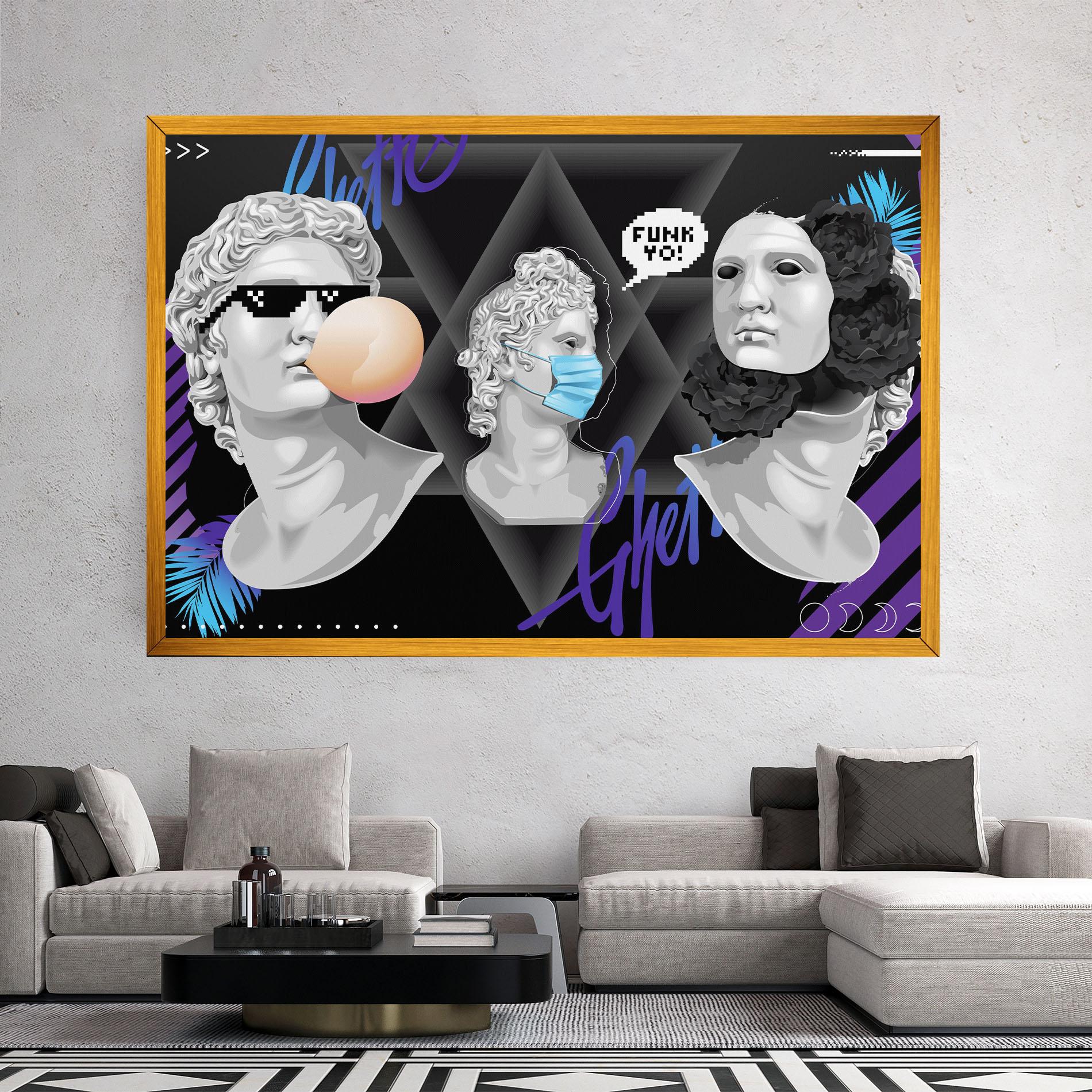 Leinwandbild Statue Mask mockup 2