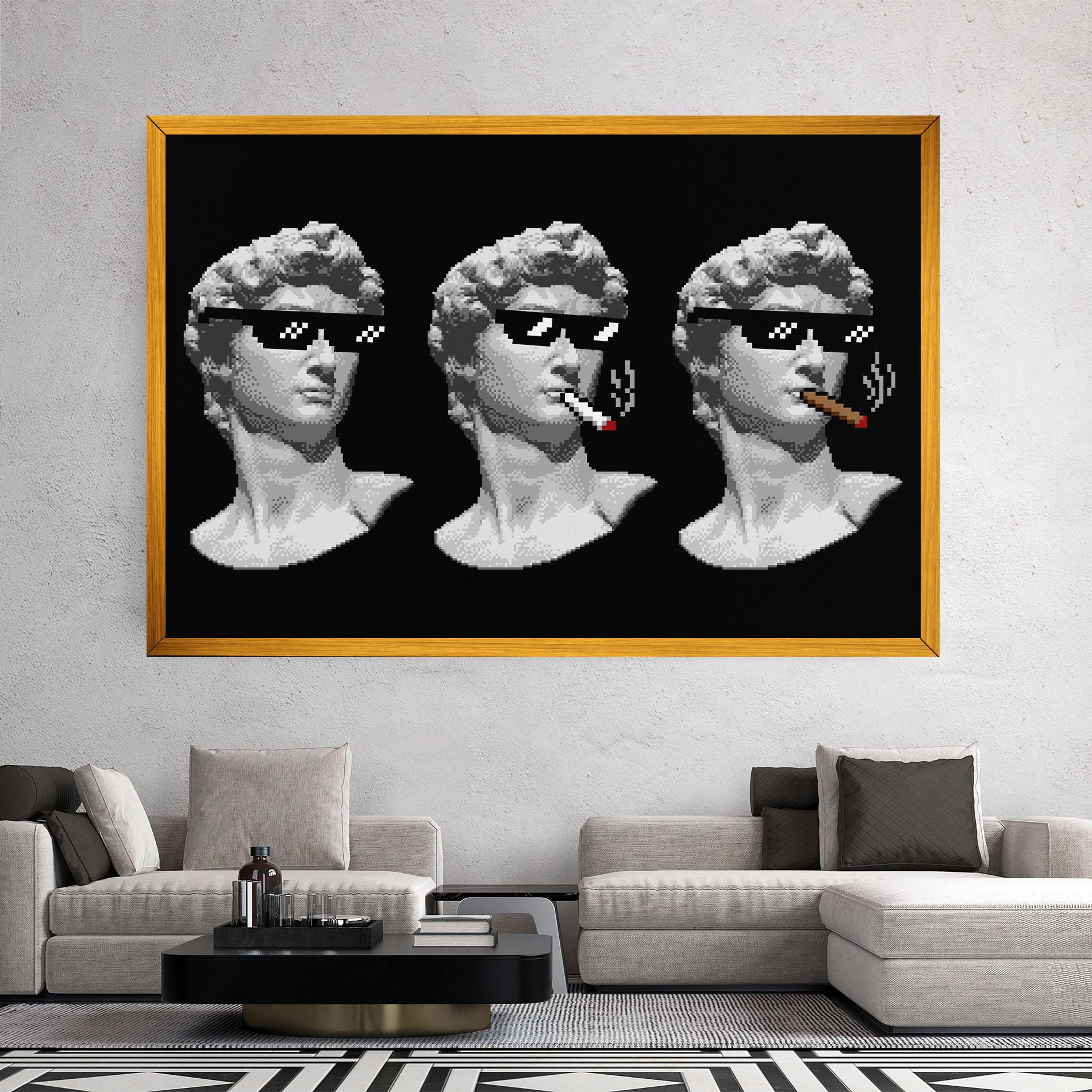 Leinwandbild Statue Smoking mockup 2