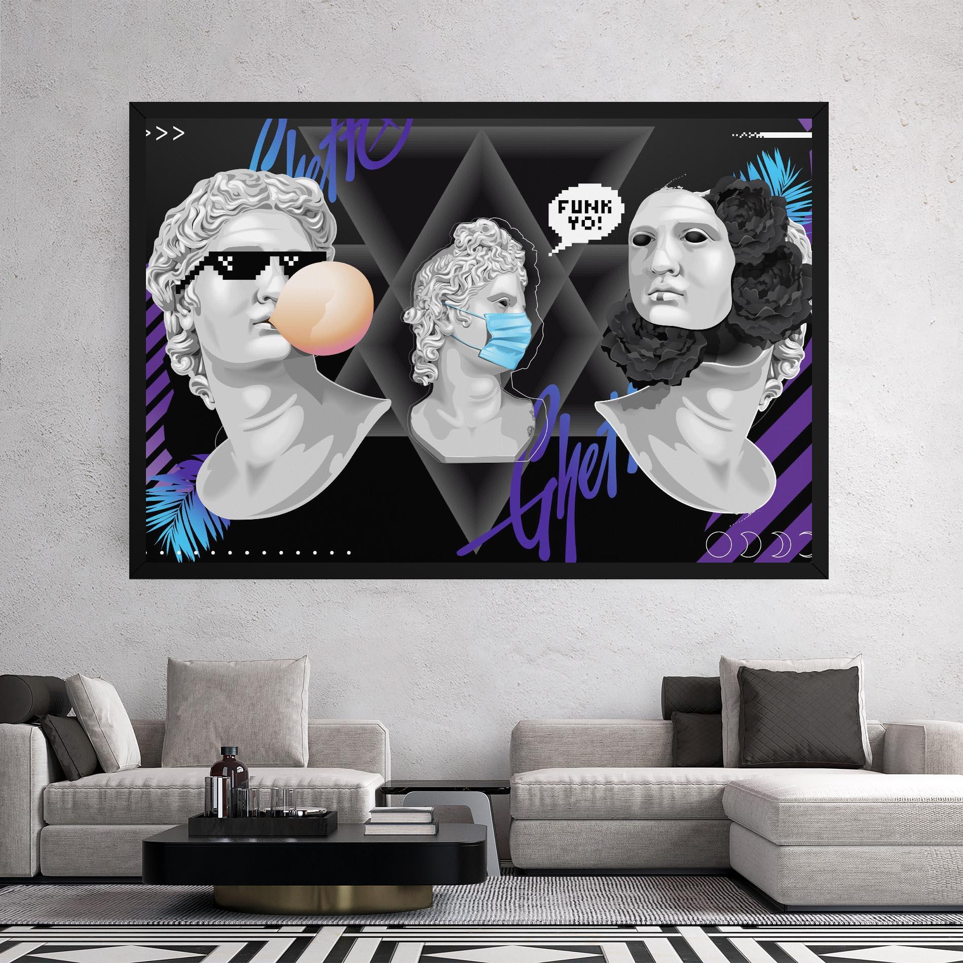 Leinwandbild Statue Mask mockup 2