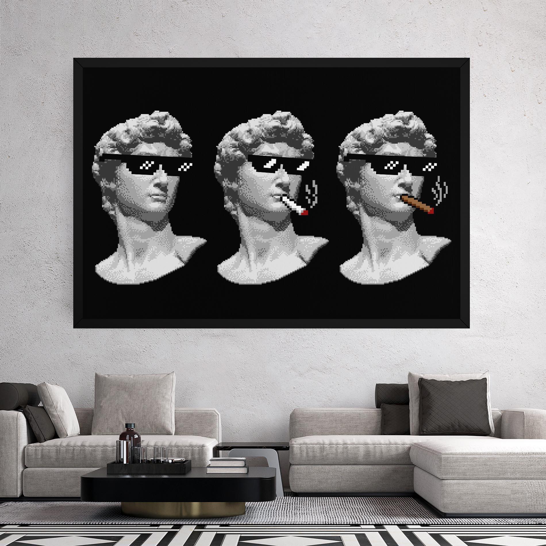 Leinwandbild Statue Smoking mockup 2