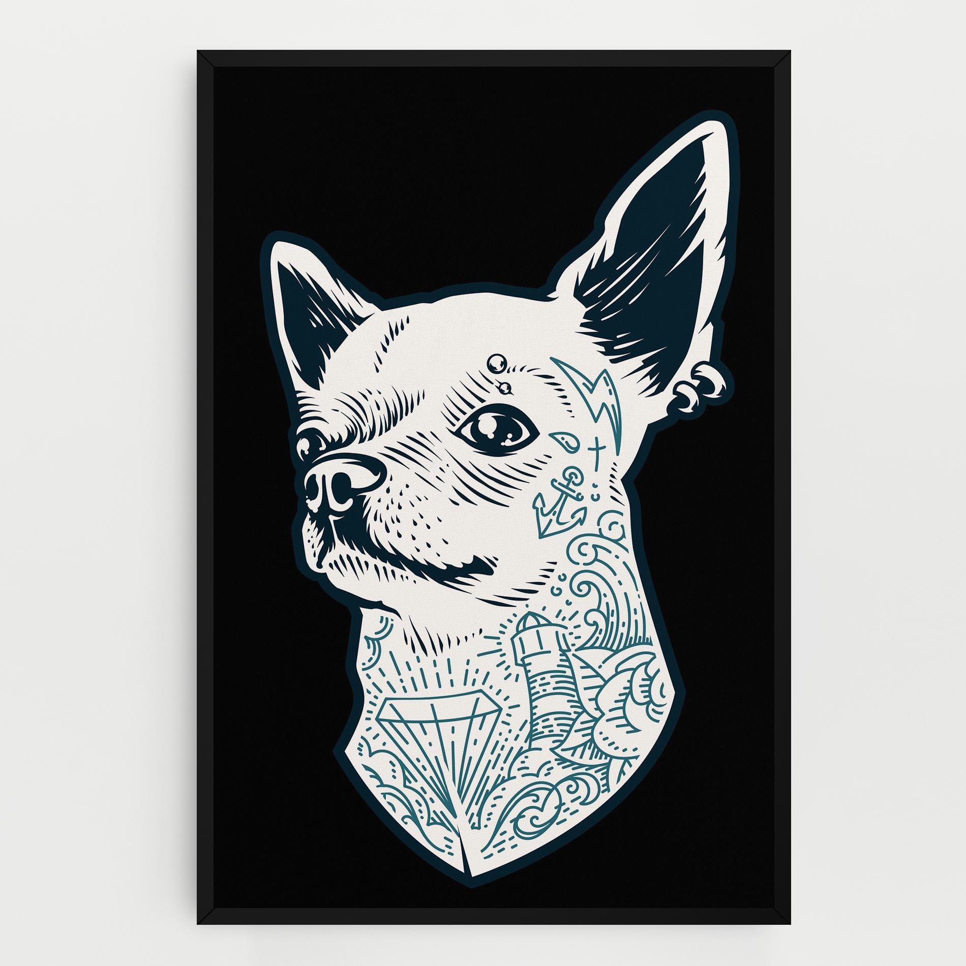 Leinwandbild Chihuahua Tattoo mockup 0