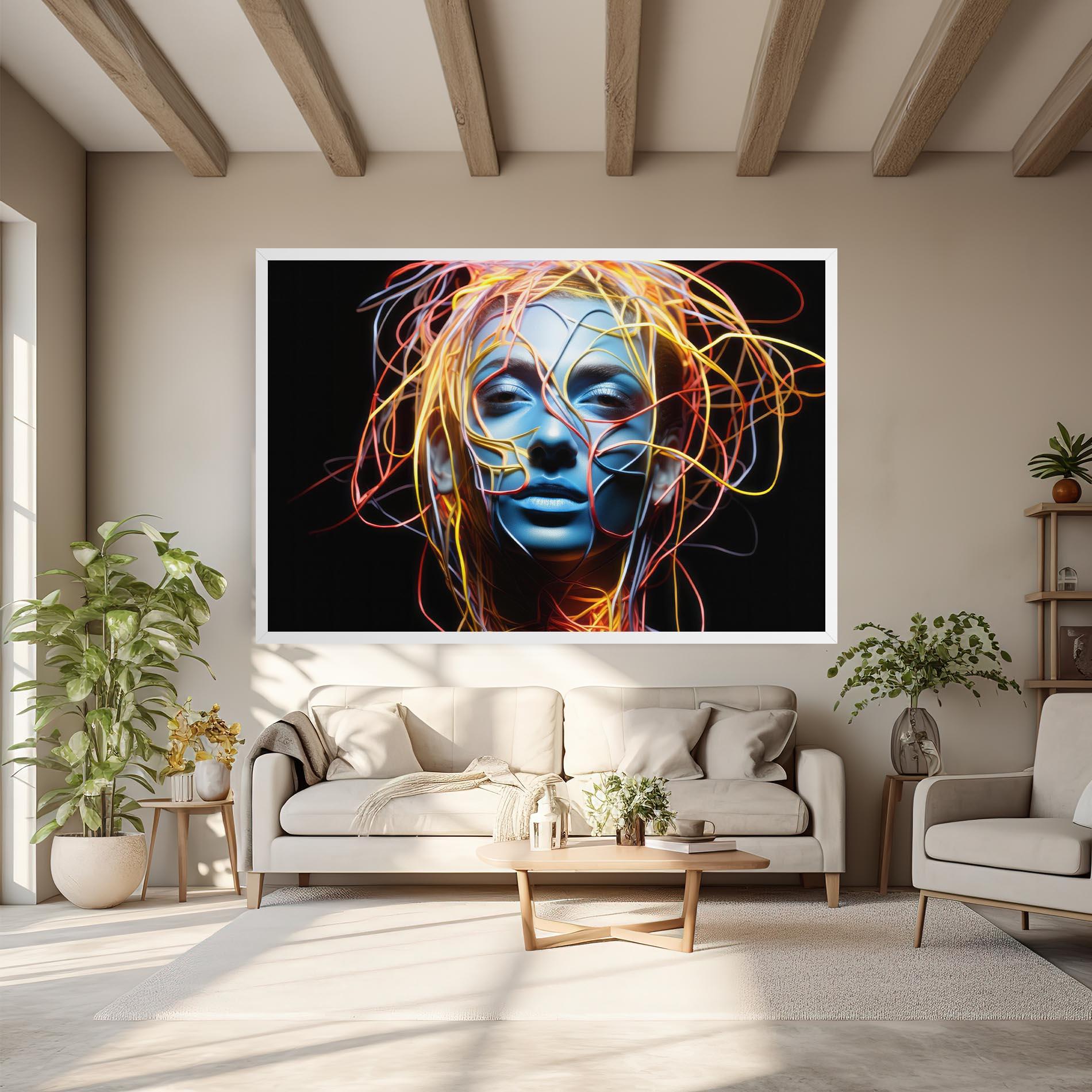 Leinwandbild Neon Lights Hair mockup 6