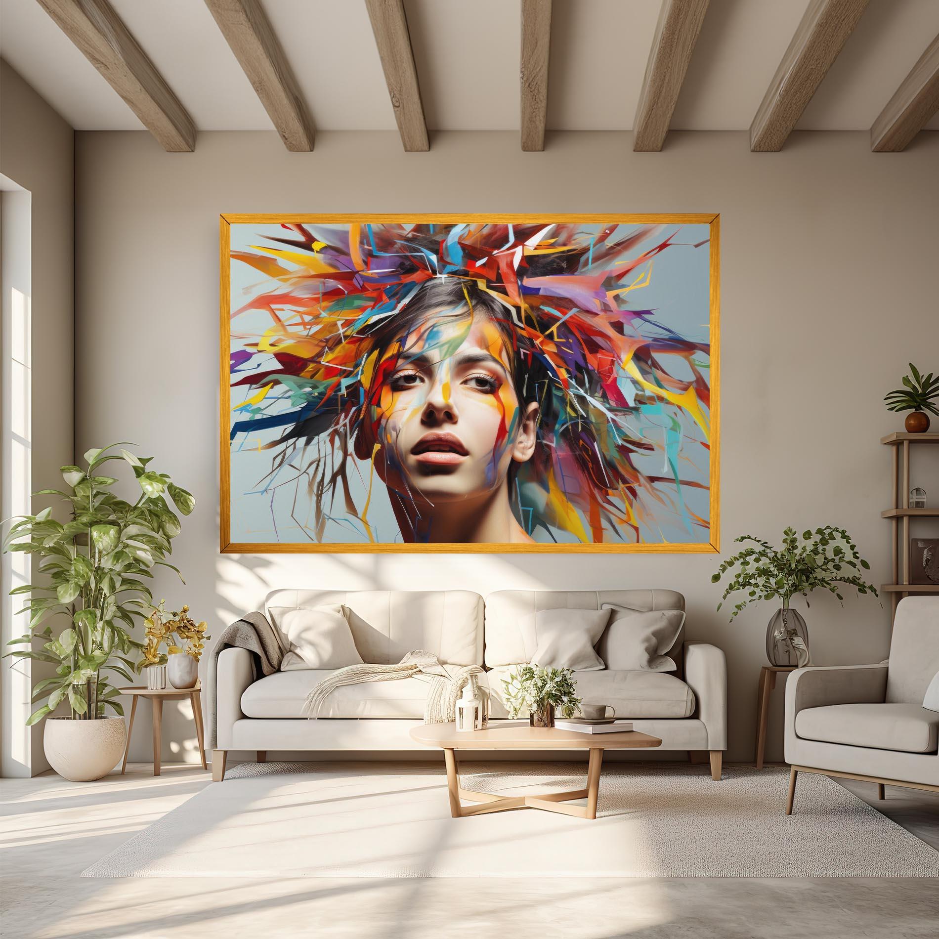 Leinwandbild Colorful Paint Hair mockup 6