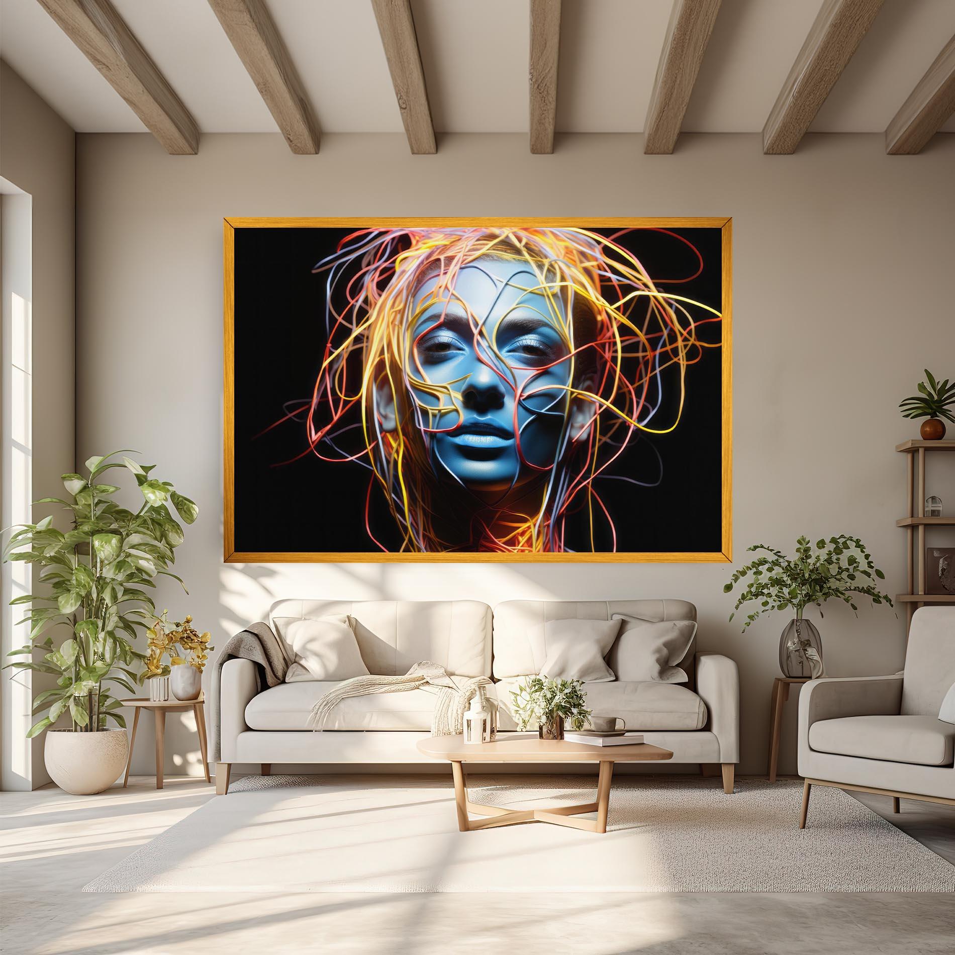 Leinwandbild Neon Lights Hair mockup 6