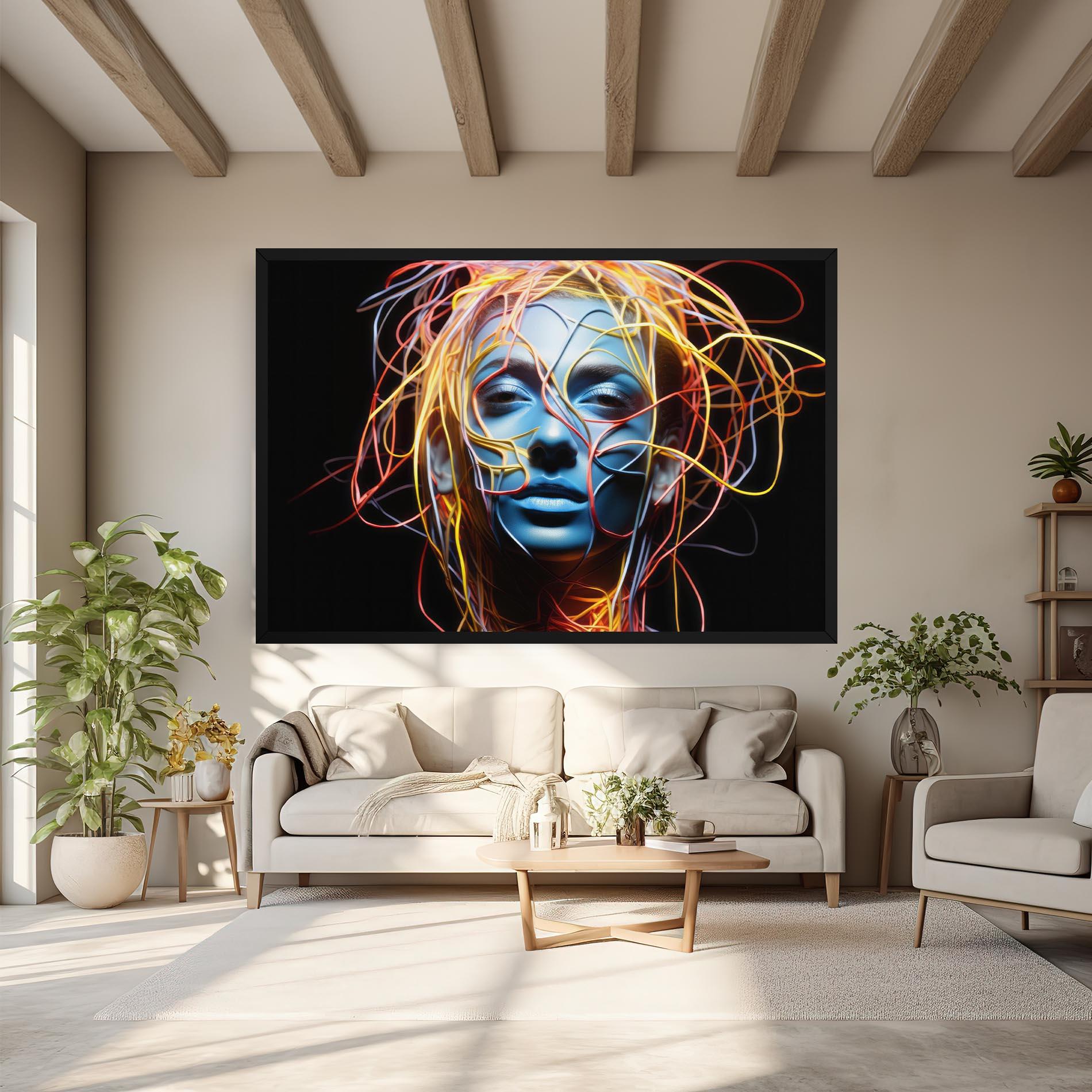Leinwandbild Neon Lights Hair mockup 6