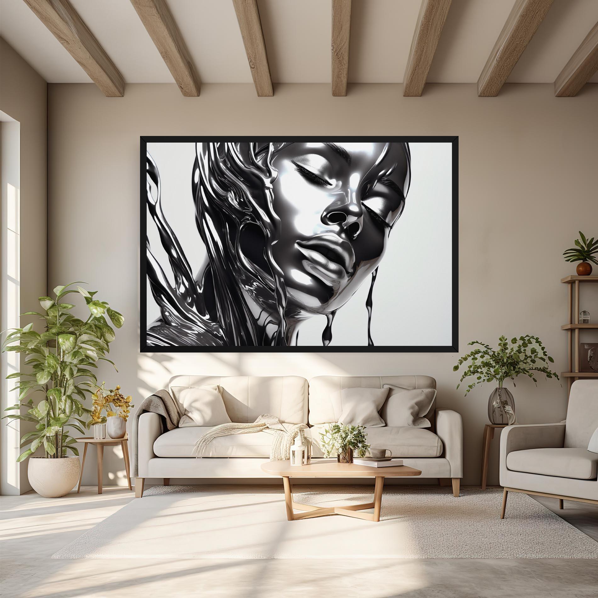 Leinwandbild Silver Liquid Woman mockup 6