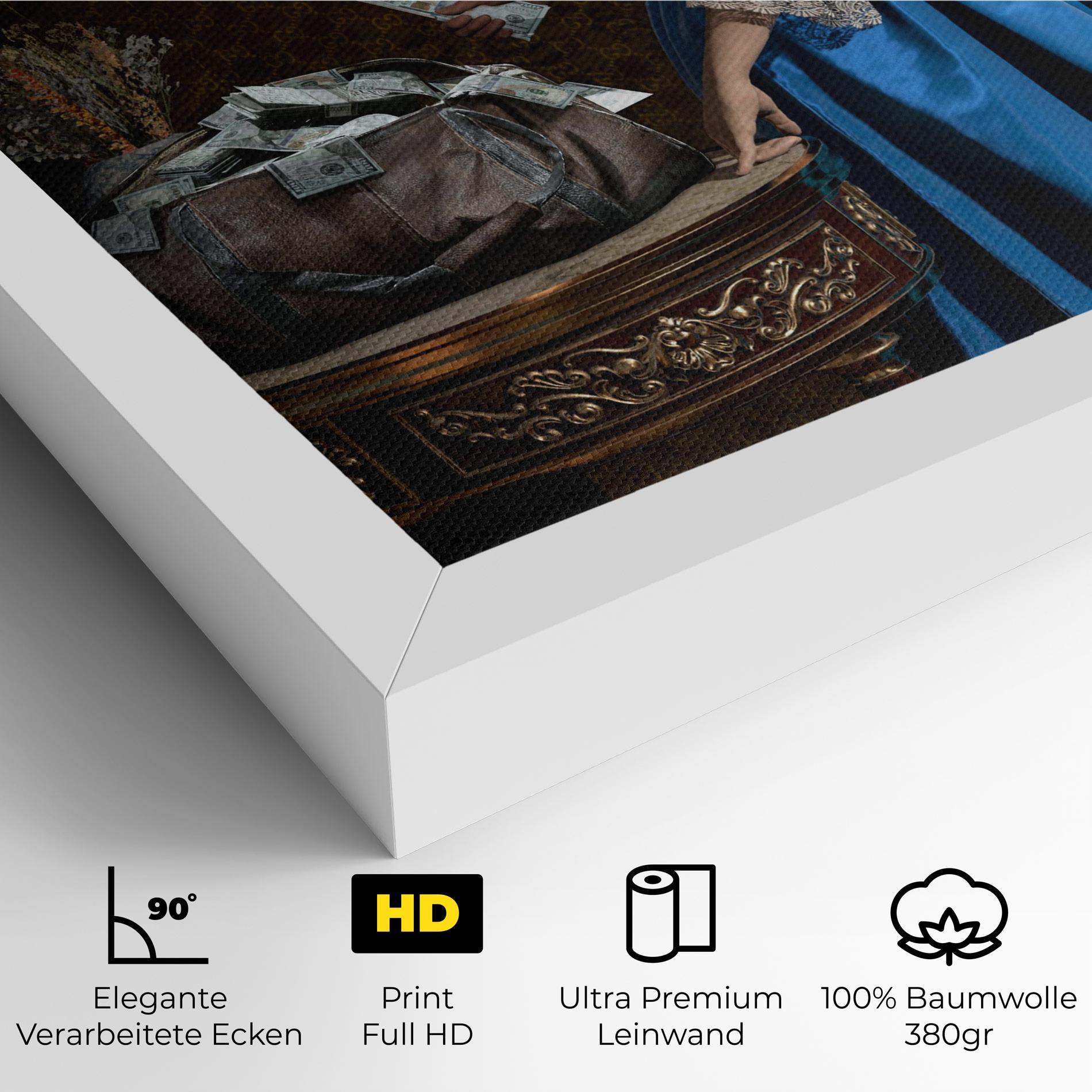 Leinwandbild Vintage Money Heist mockup 4