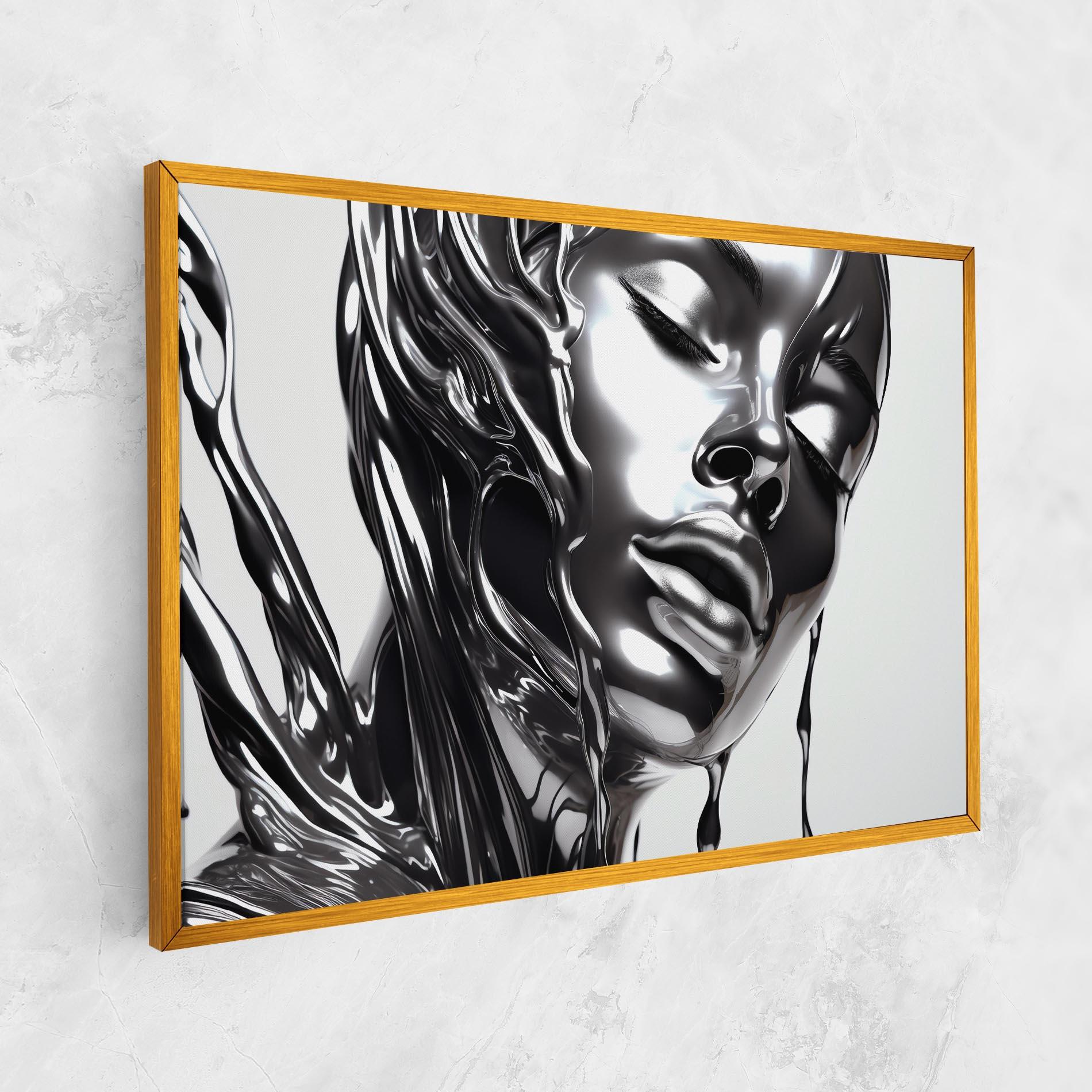 Leinwandbild Silver Liquid Woman mockup 1