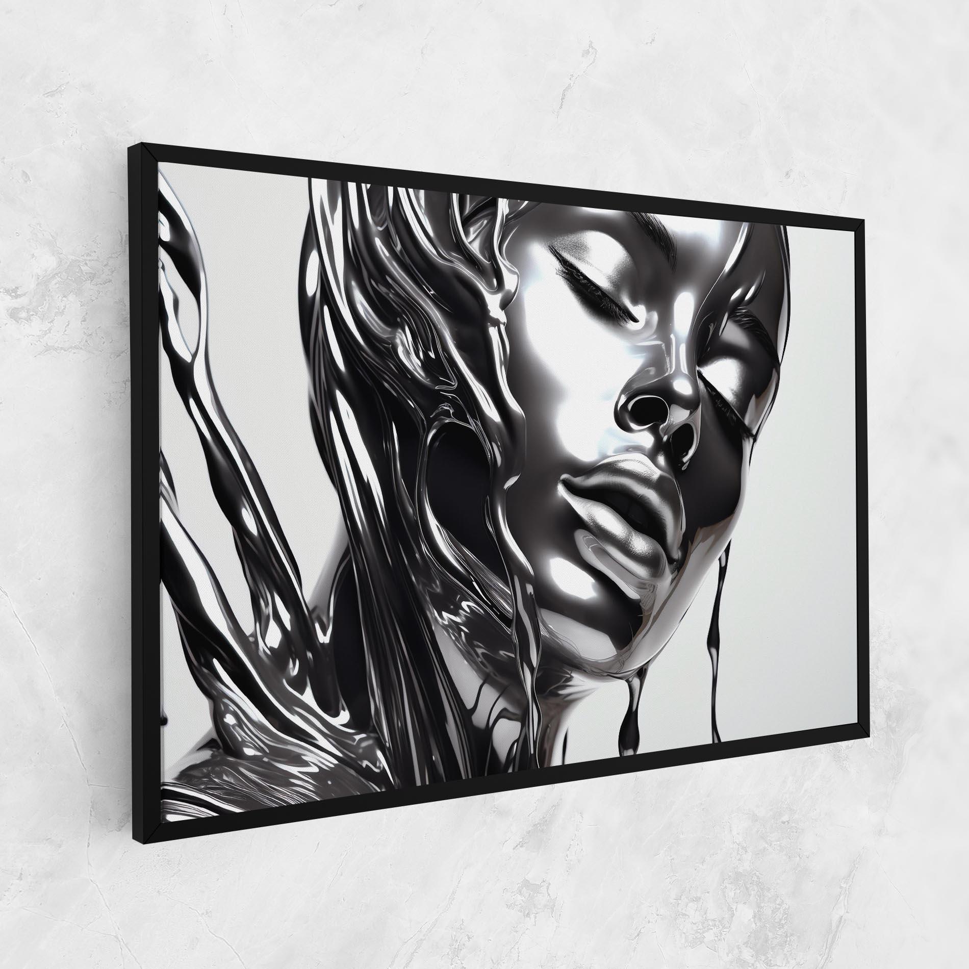 Leinwandbild Silver Liquid Woman mockup 1