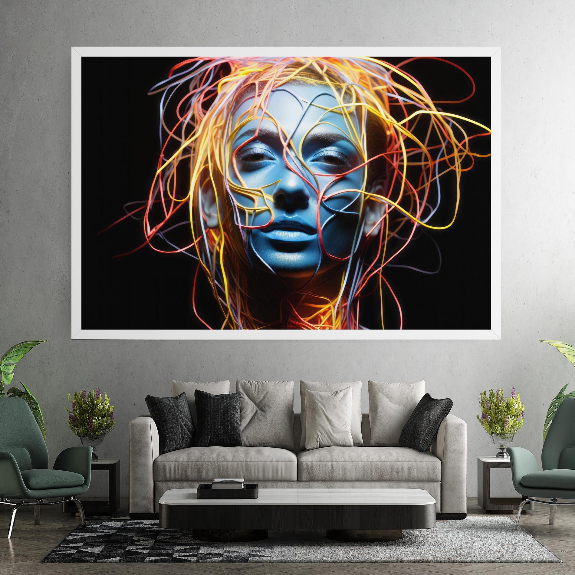 Leinwandbild Neon Lights Hair mockup 7