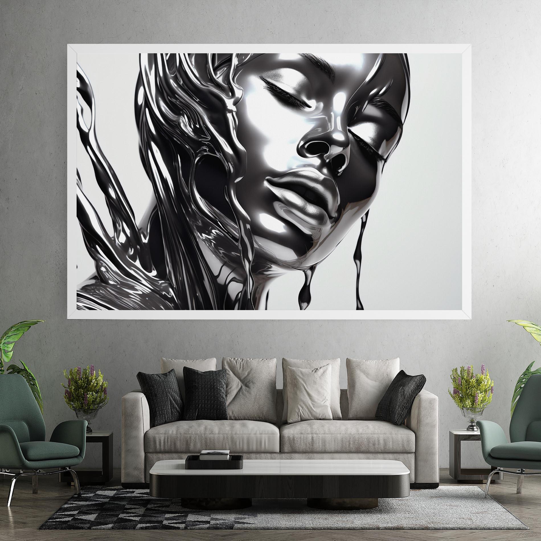 Leinwandbild Silver Liquid Woman mockup 7