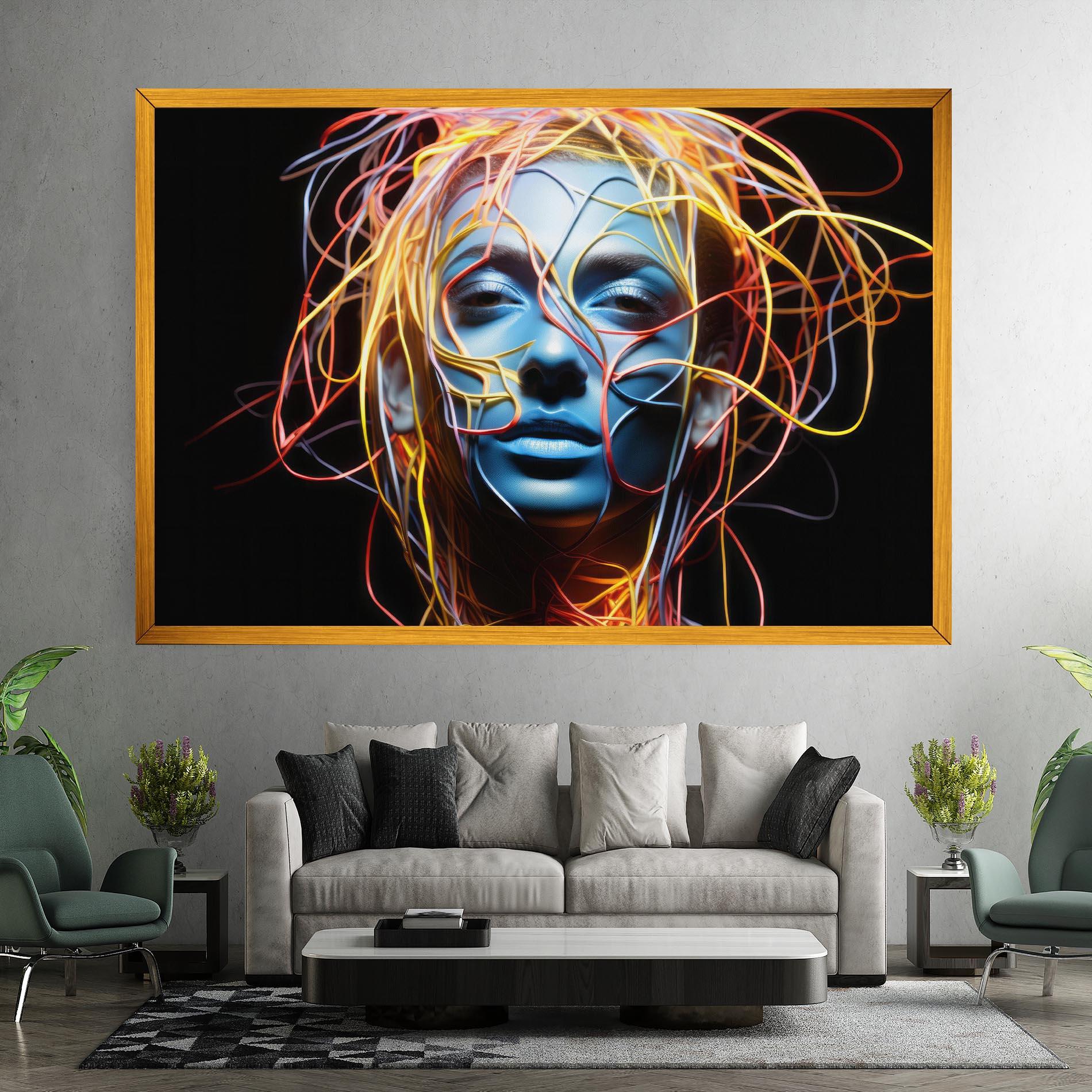 Leinwandbild Neon Lights Hair mockup 7