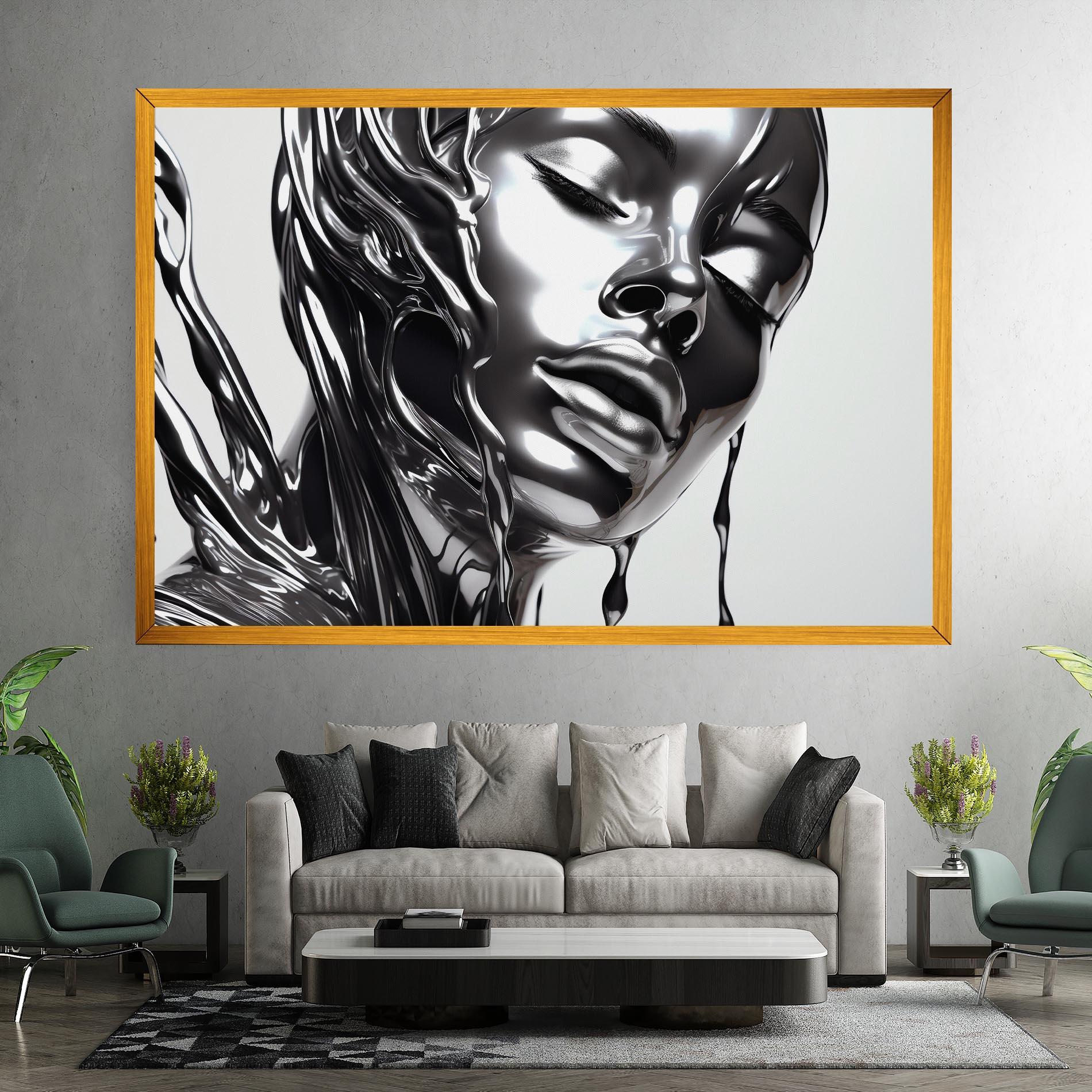 Leinwandbild Silver Liquid Woman mockup 7