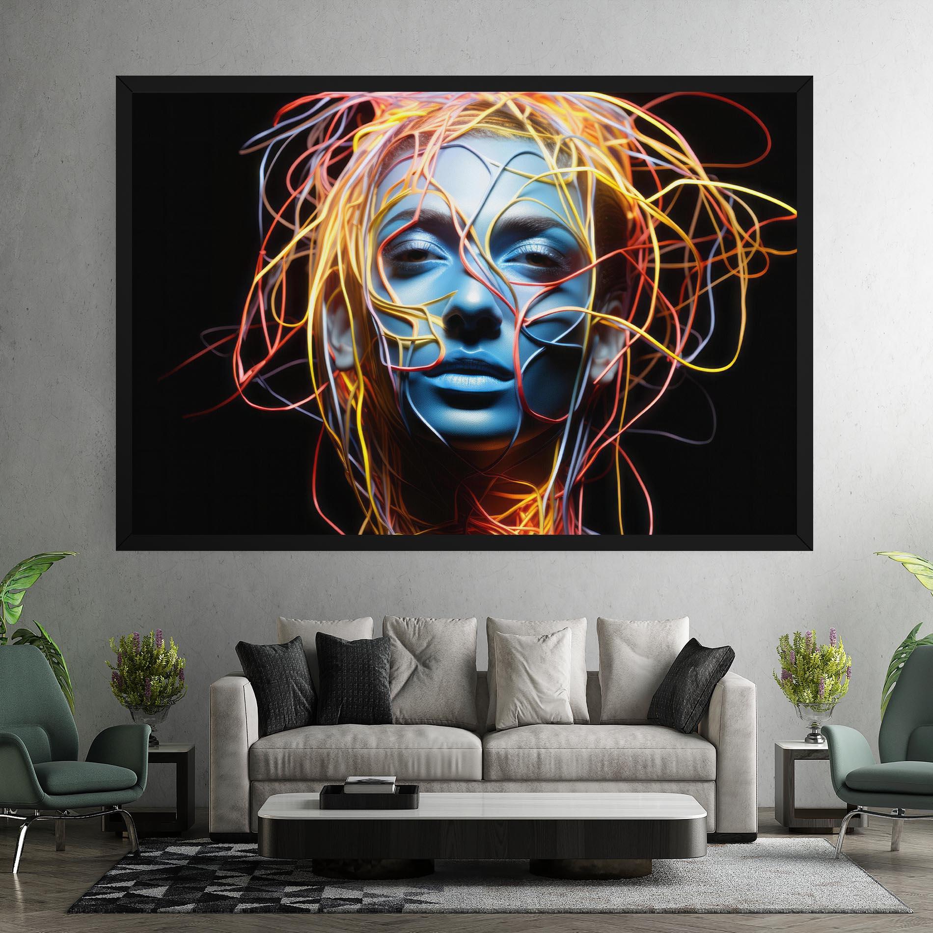 Leinwandbild Neon Lights Hair mockup 7