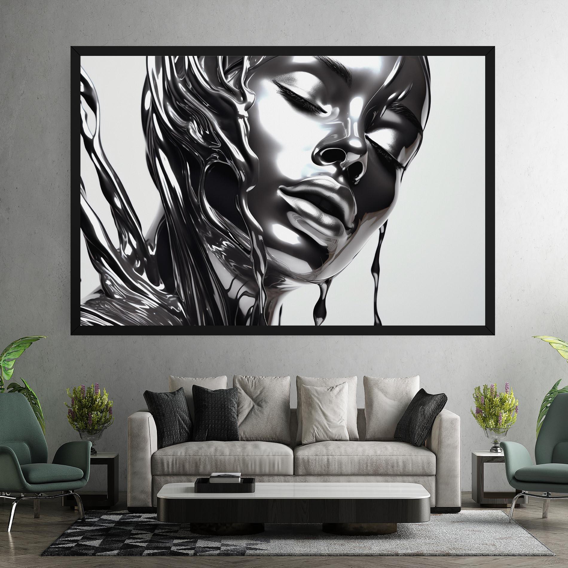 Leinwandbild Silver Liquid Woman mockup 7