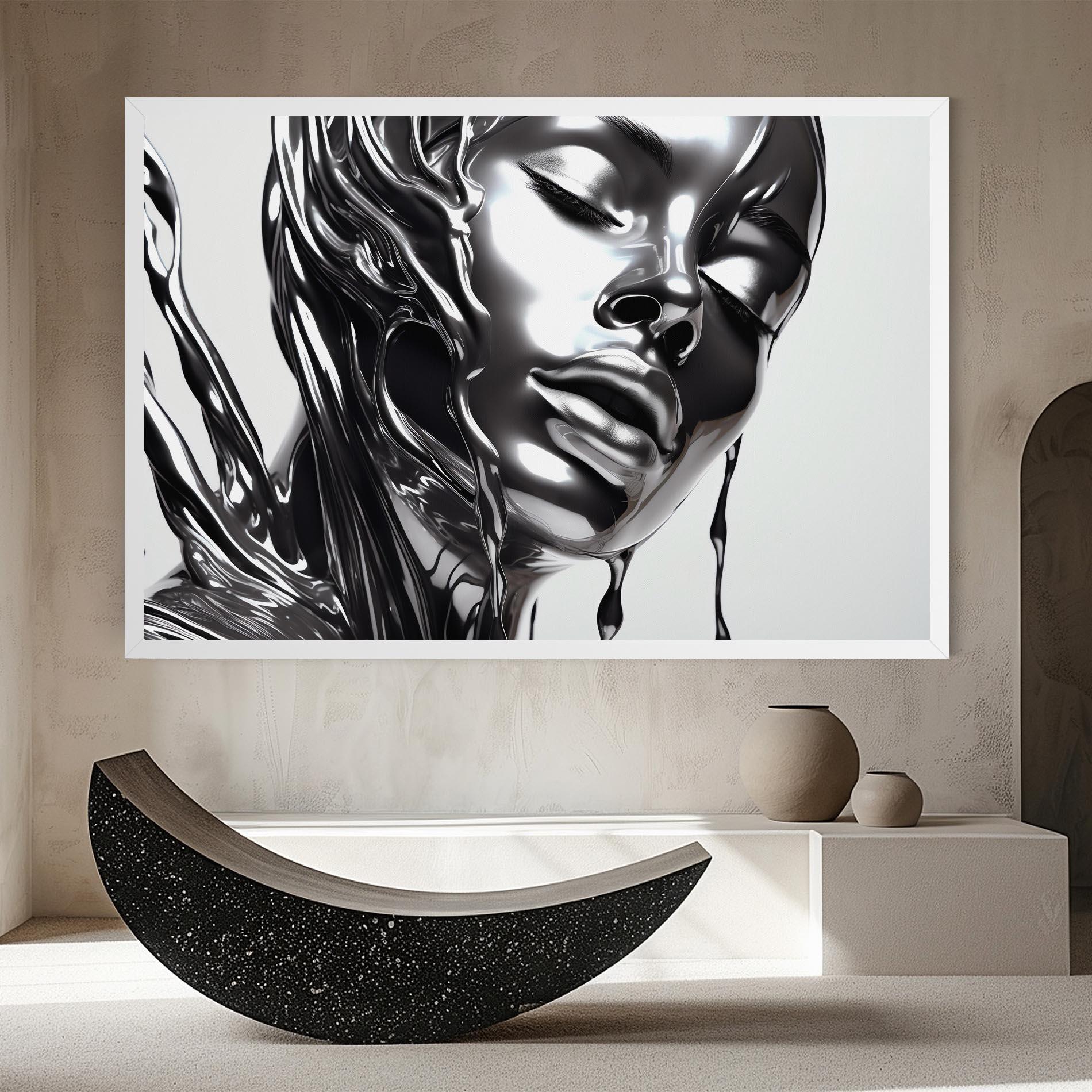 Leinwandbild Silver Liquid Woman mockup 8