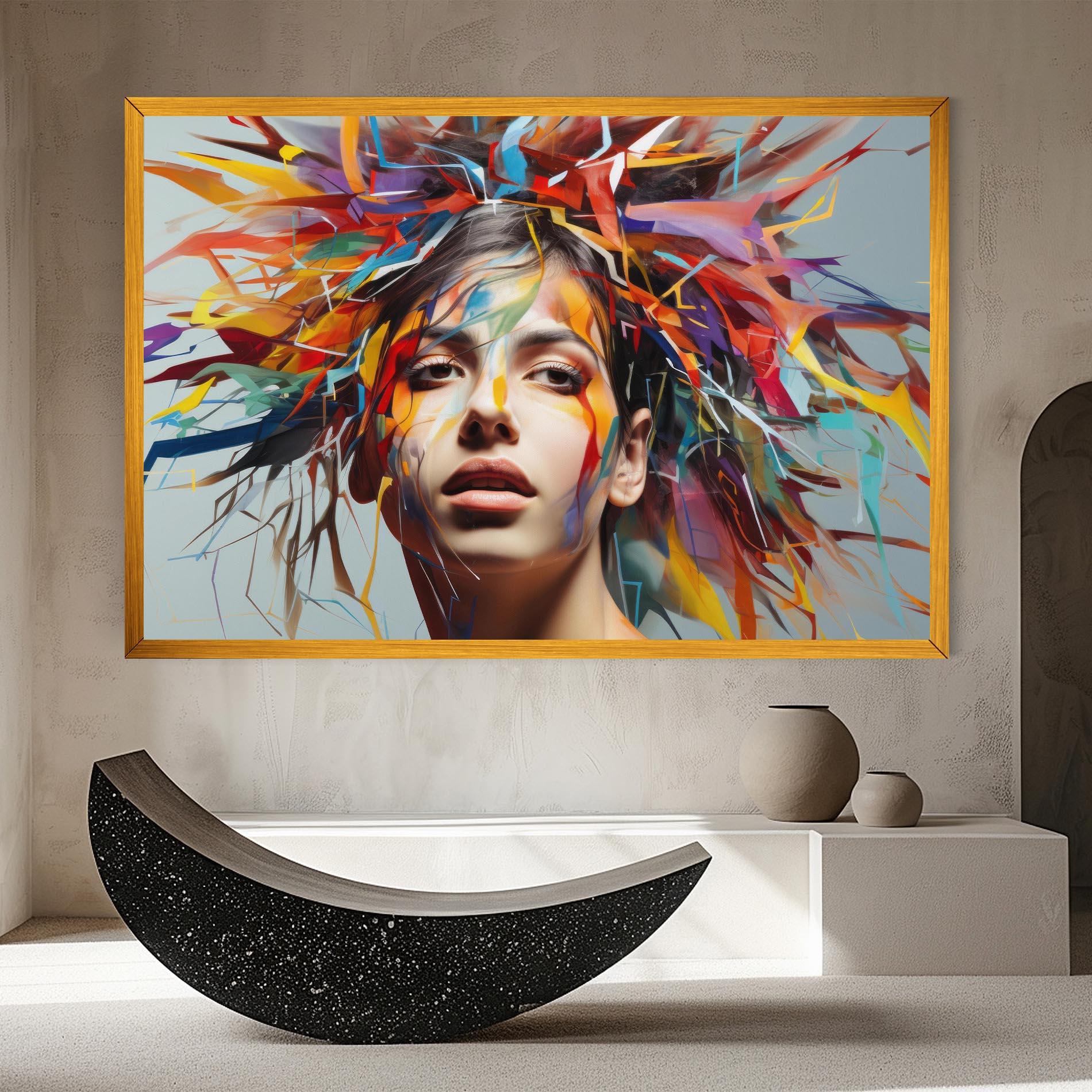 Leinwandbild Colorful Paint Hair mockup 8