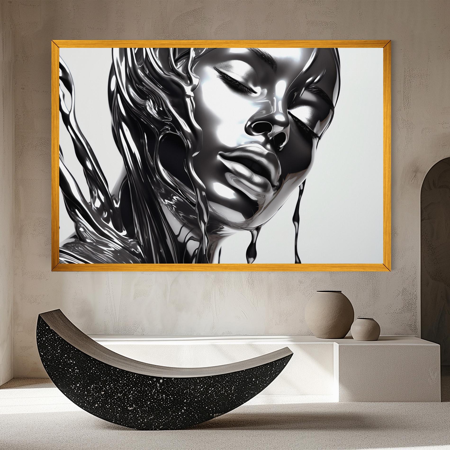 Leinwandbild Silver Liquid Woman mockup 8