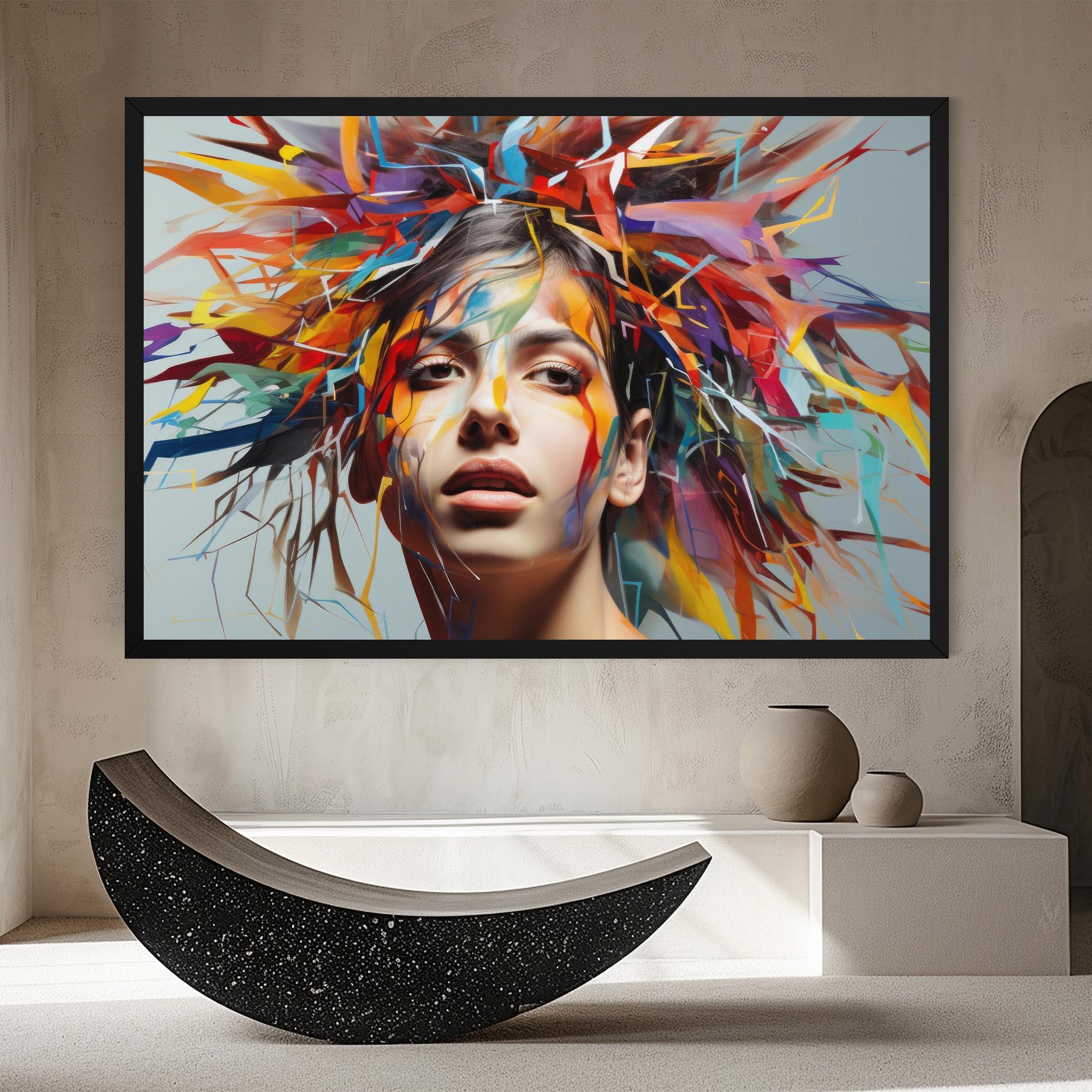 Leinwandbild Colorful Paint Hair mockup 8