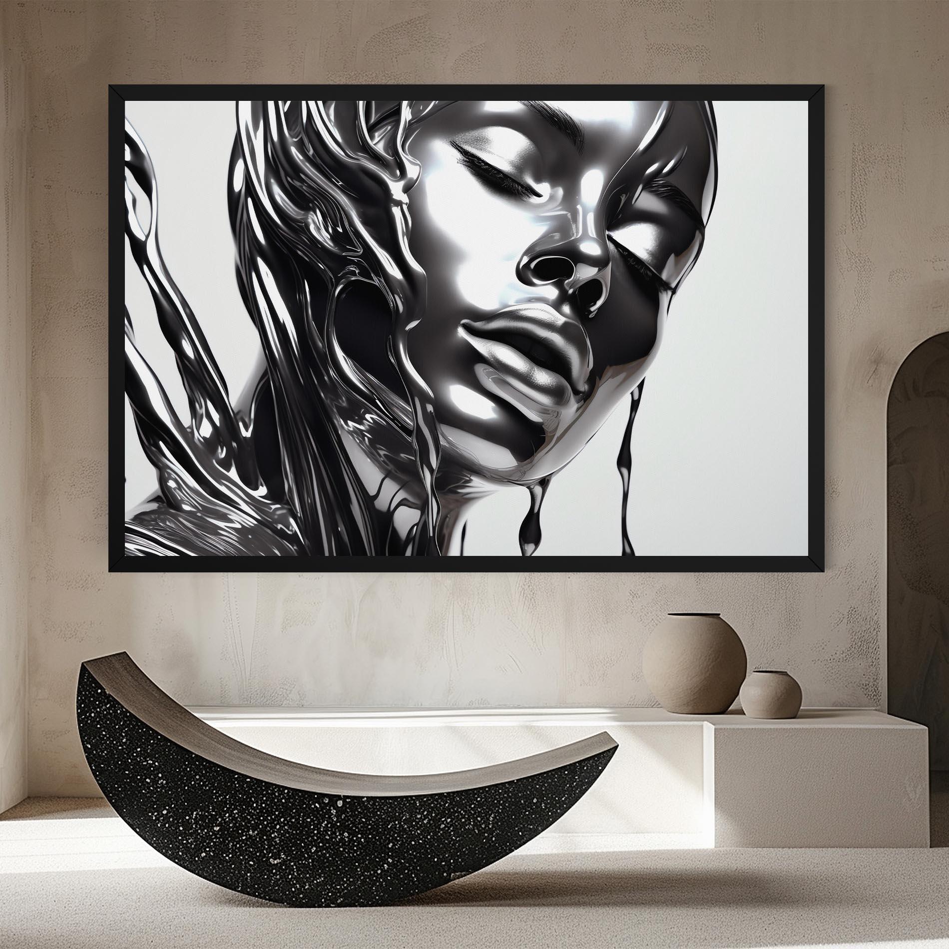 Leinwandbild Silver Liquid Woman mockup 8