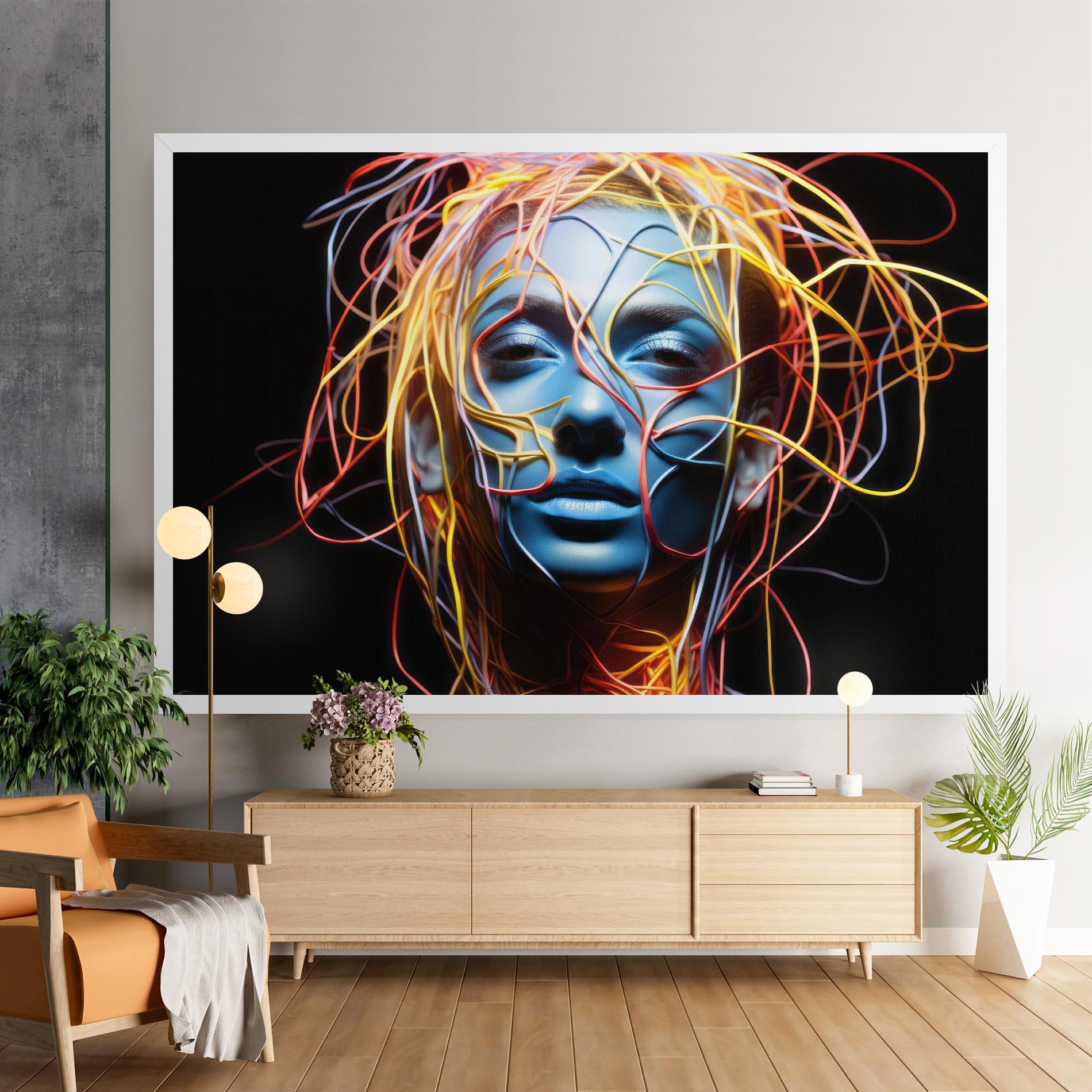 Leinwandbild Neon Lights Hair mockup 9